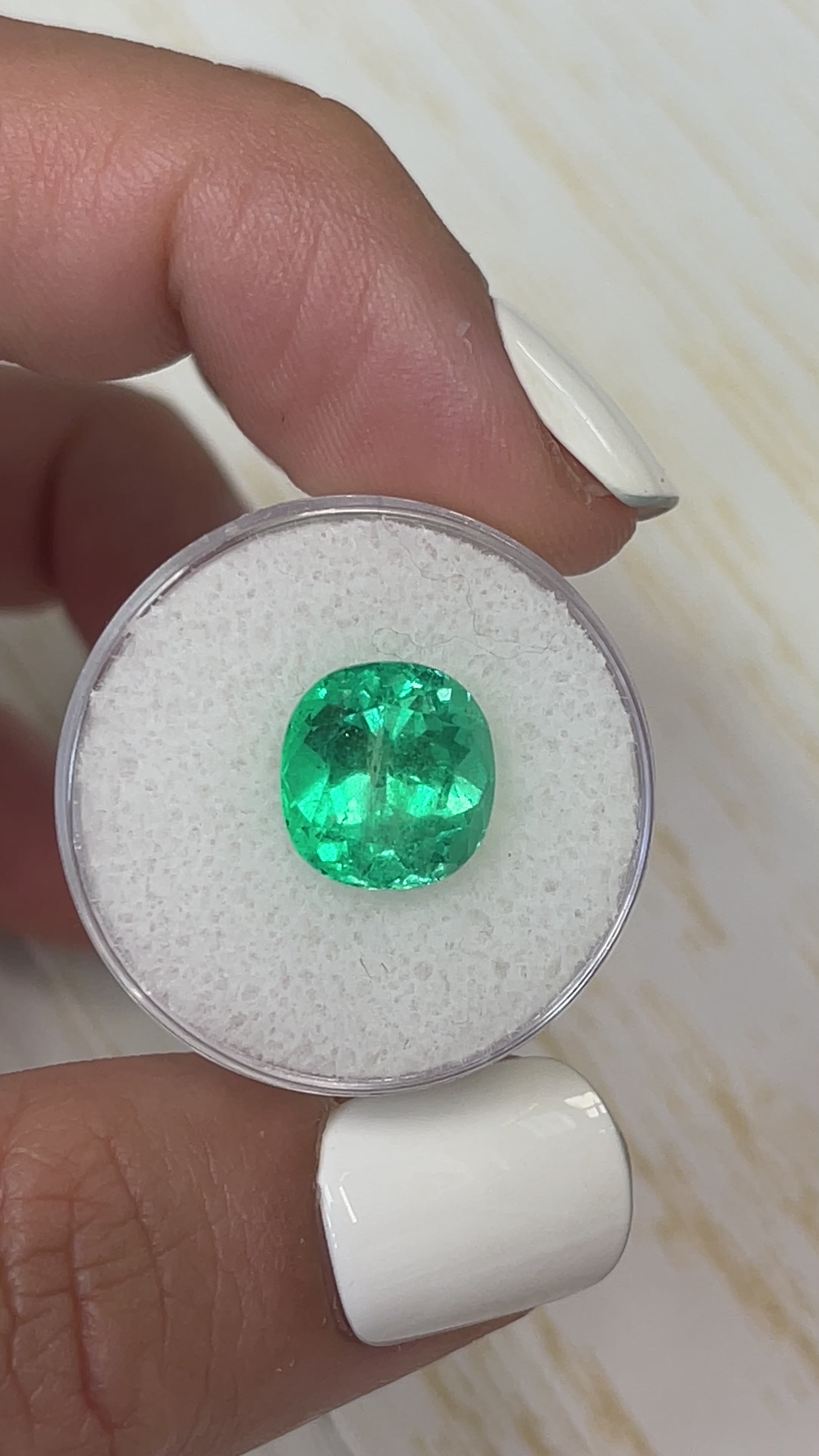 4.94 Carat 10.8x10.3 Fine Green Natural Loose Colombian Emerald- Cushion Cut