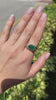 Emerald & Diamond Trillion 3 Stone Ring in Rich Forest Green - 14K Gold