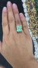 17.80ct 14K Natural Light Spring Green Large Emerald Cut Four Prong Solitaire Ring