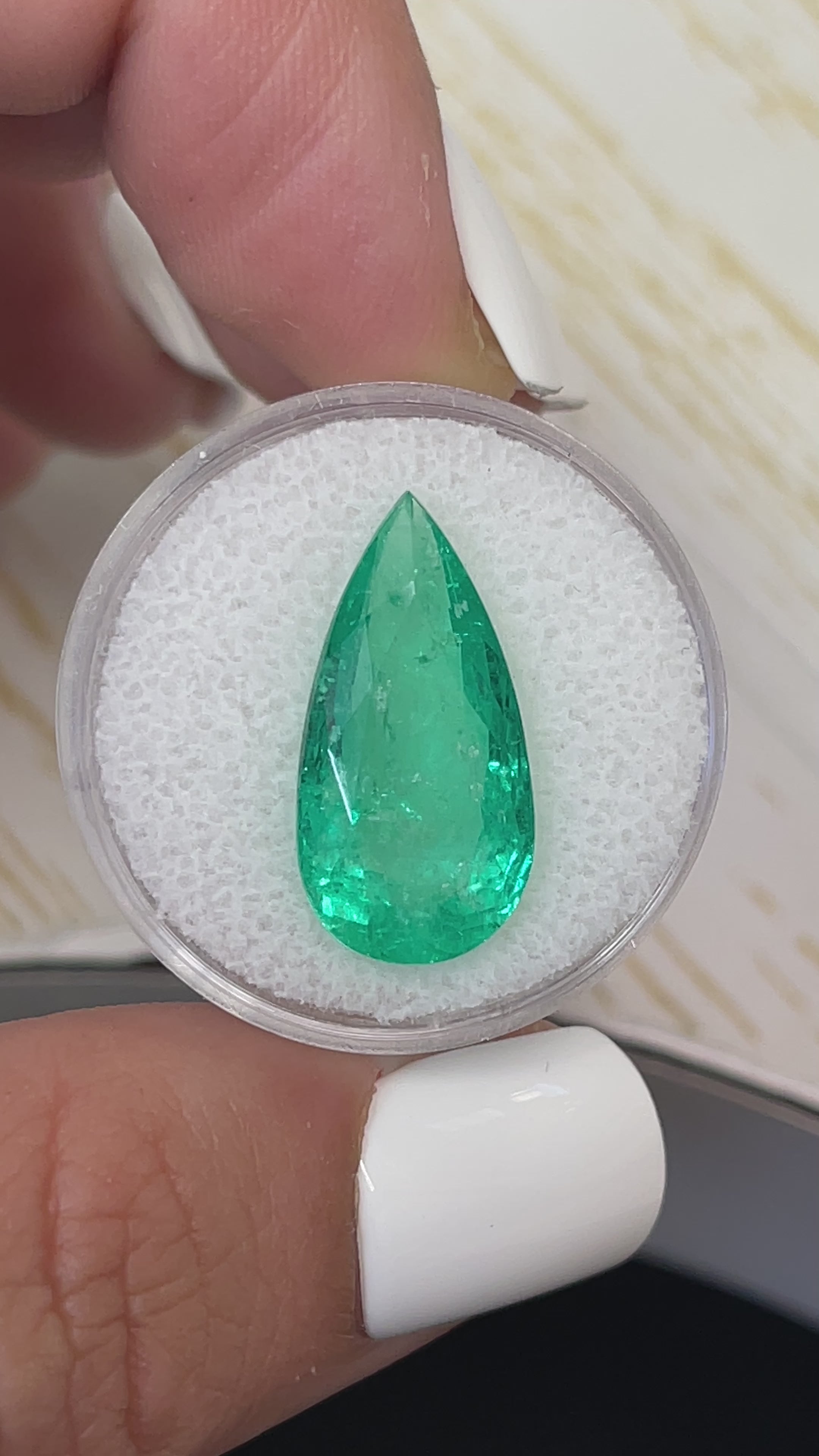 8.57 Carat 21x11 HUGE Green Natural Loose Colombian Emerald-Pear Cut