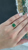 3.92ct 18K Gold Forest Green East to West Four Prong Emerald Solitaire Ring