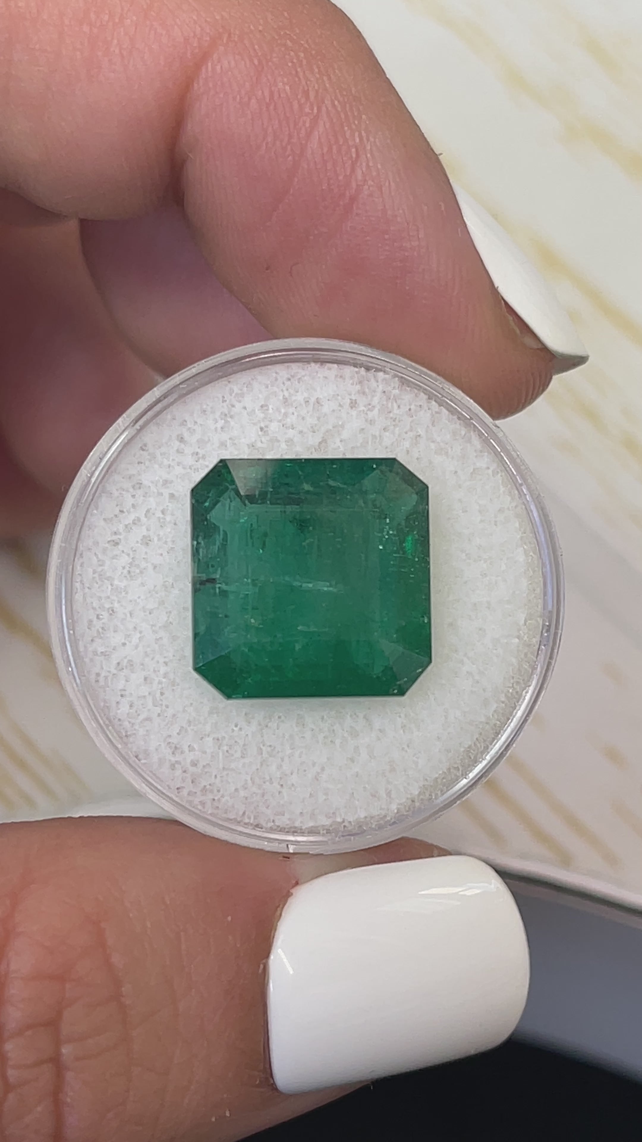 10.02 Carat 13.5x13.5 Dark Green Natural Loose Zambian