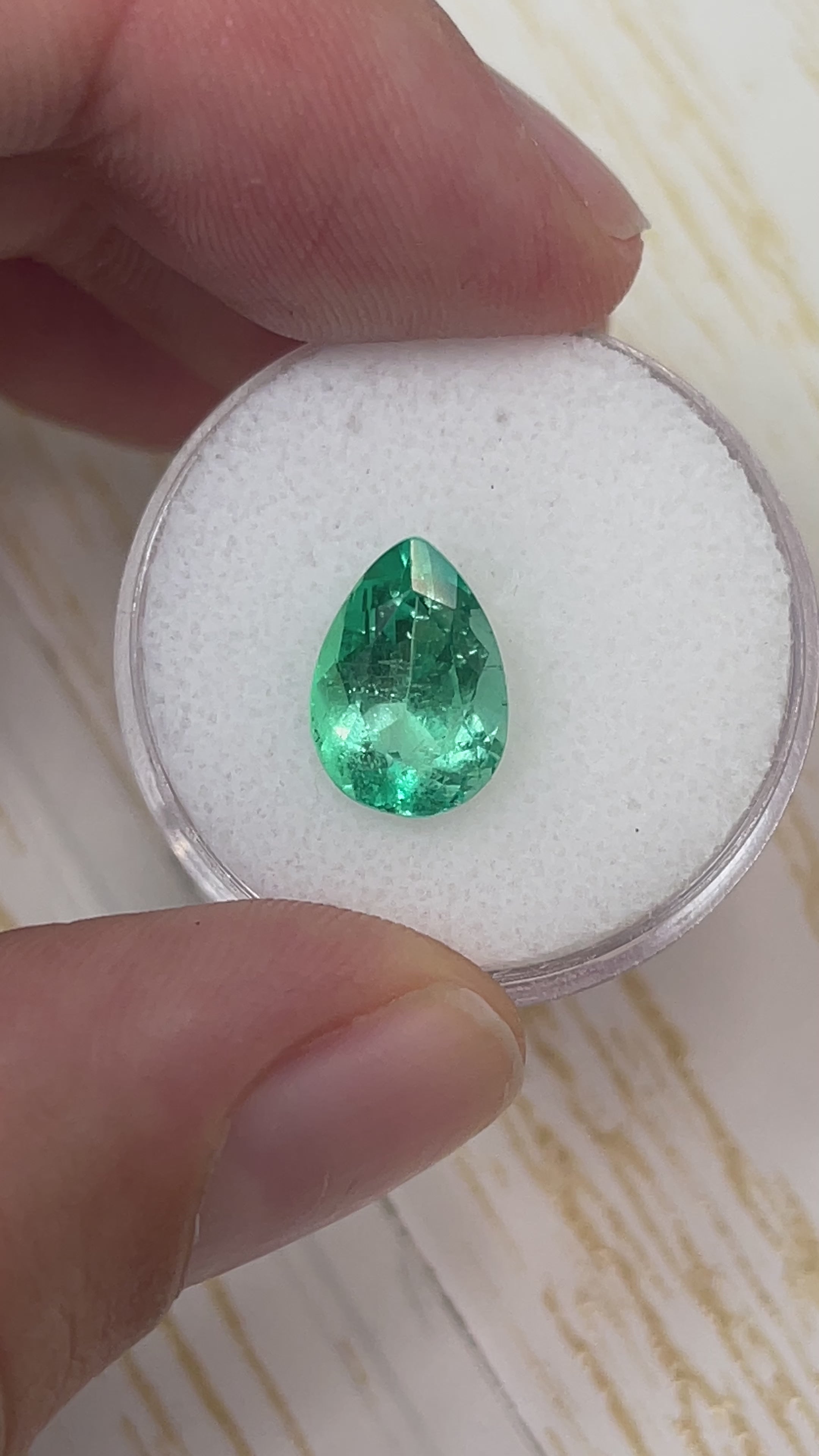 2.77 carat 11x8 Bubbly Natural Loose Colombian Emerald-Pear Cut