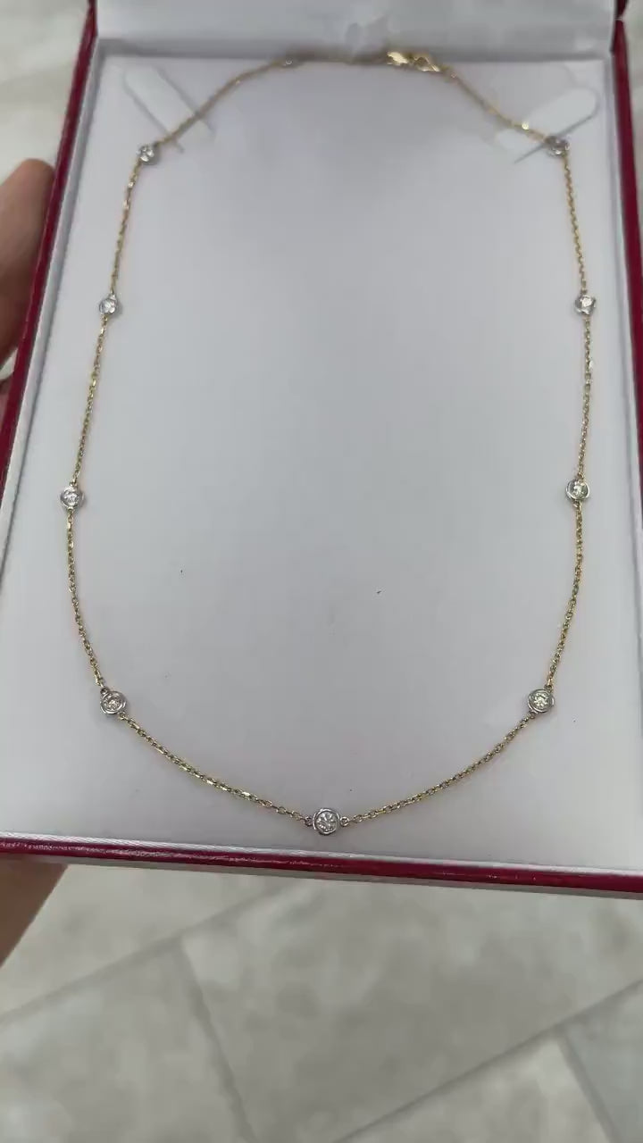 1.0tcw 14K Two-Toned Gold Round Cut Diamond by The Layering Yard Chain Necklace