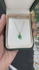 2.0ct 585 Gold Medium Dark Green Natural Pear Cut Emerald 4 Prong Solitaire Pendant Necklace