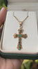 Unisex 18K Gold Cross Pendant with 1.35tcw Dark Green Colombian Emerald