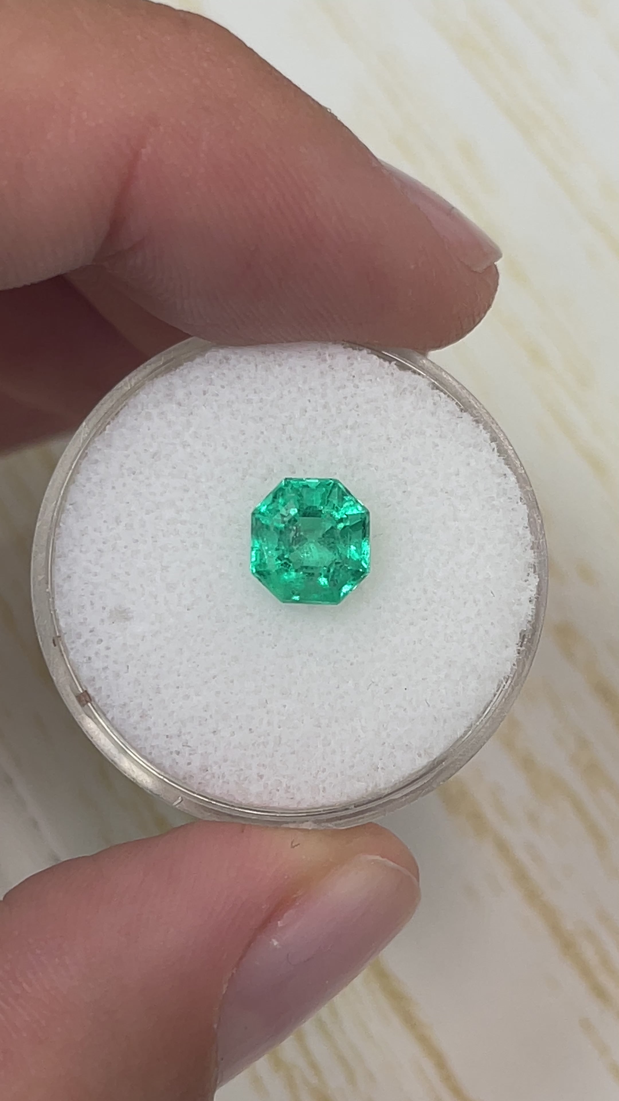 1.50 Carat 7x7 Bluish Green Octagon Cut Natural Unset Colombian Emerald