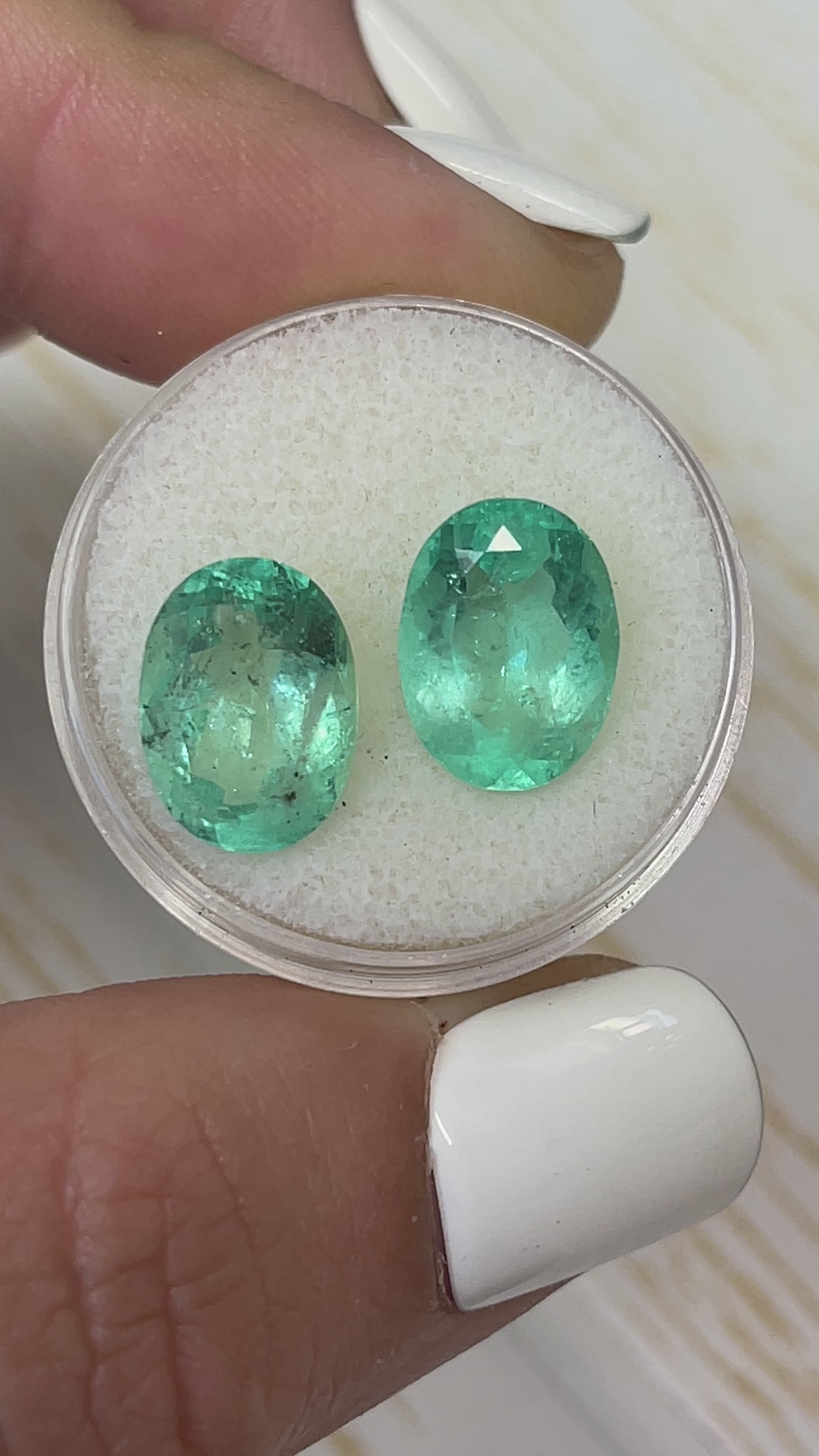 7.43tcw 12x9 Matching Loose Colombian Emeralds-Oval Cut