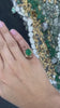 4.65ct 14K Gold Dark Green Sugarloaf Cabochon Emerald Solitaire Floral 585 Gold Ring