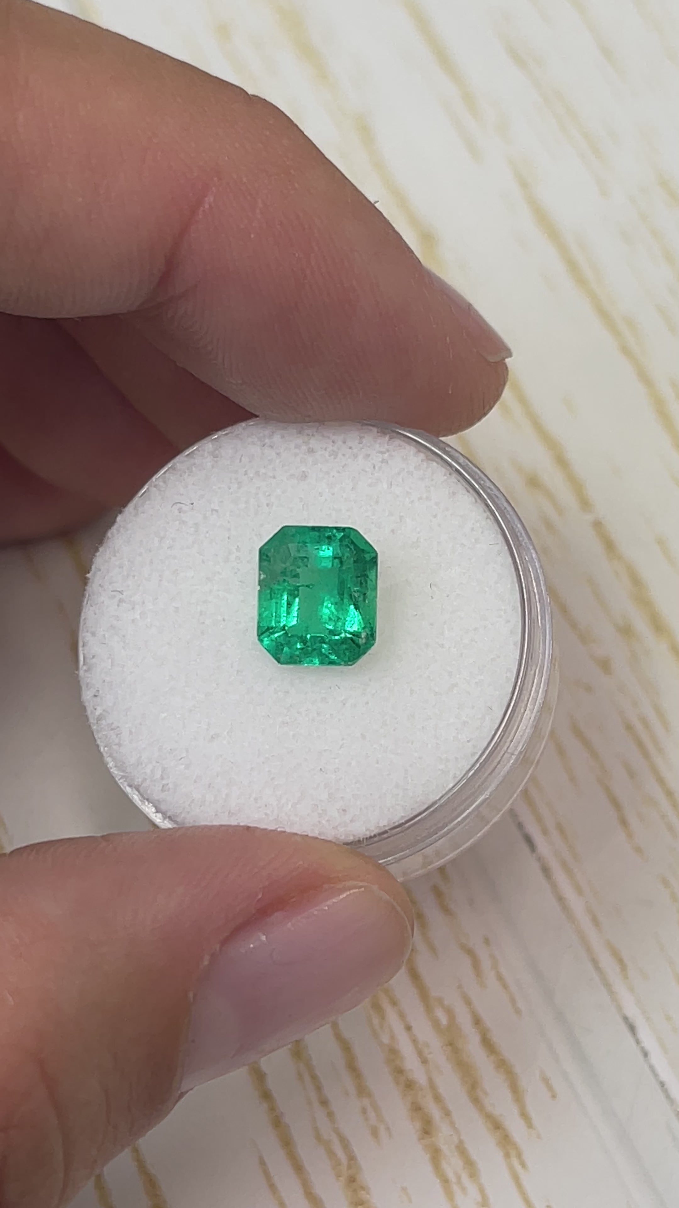 1.94 Carat 8.5x7 Freckled Green Natural Loose Colombian Emerald- Emerald Cut