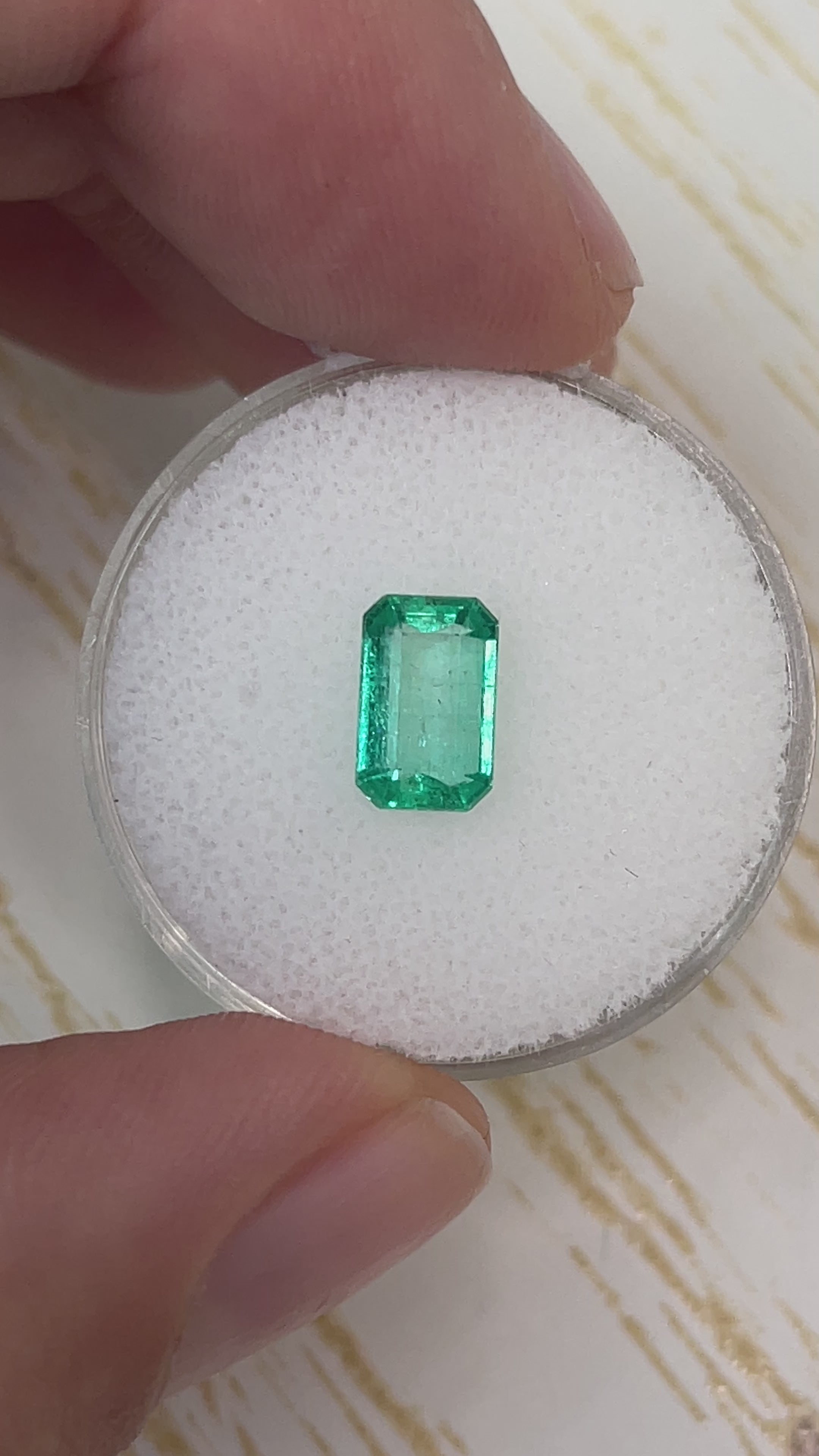 1.21 Carat 8.5mm x 5mm Natural Loose Colombian Emerald-Elongated Emerald Cut