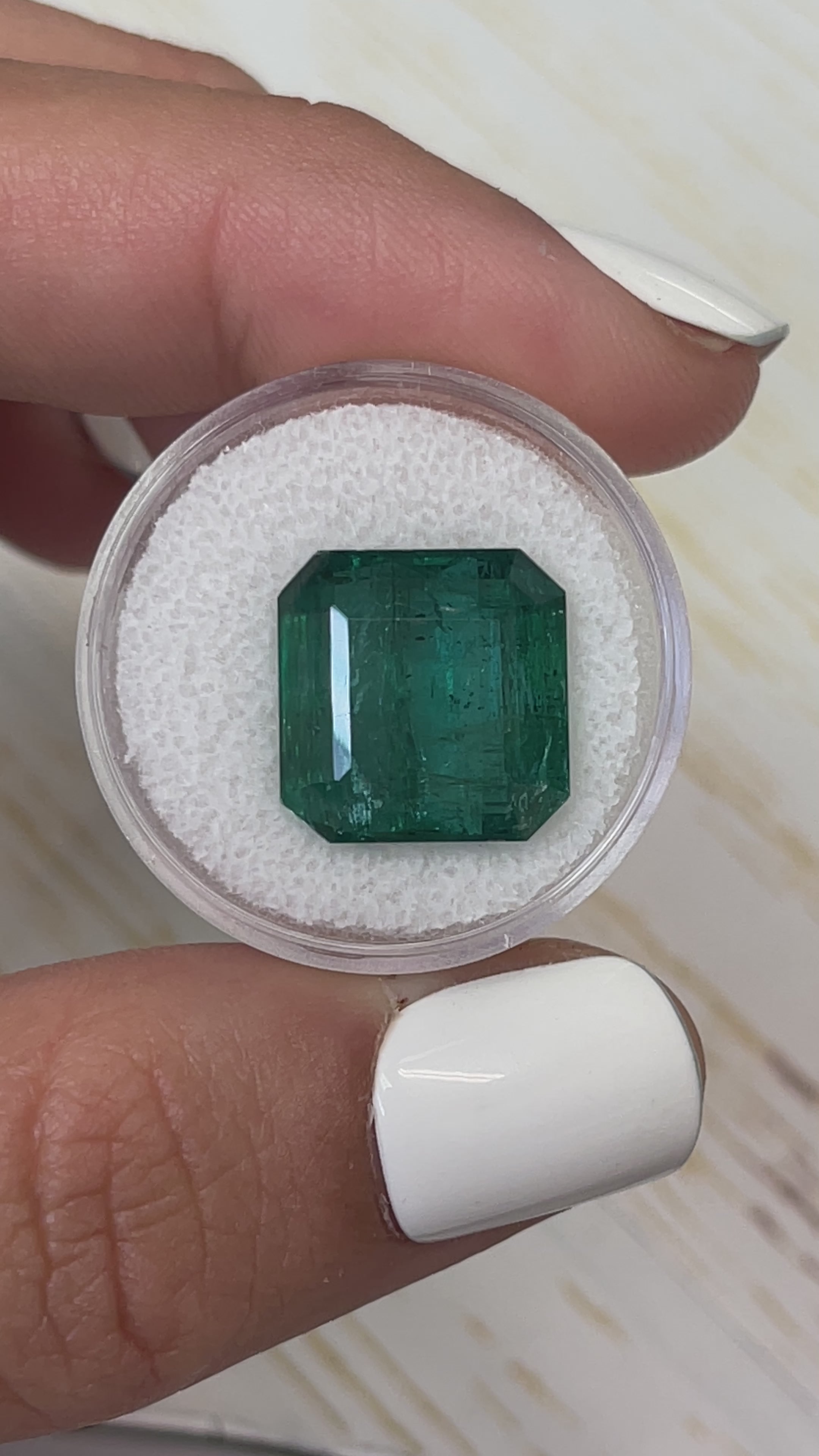 14.76 Carat 14x14 Dark Green Natural Loose Zambian- Asscher Cut