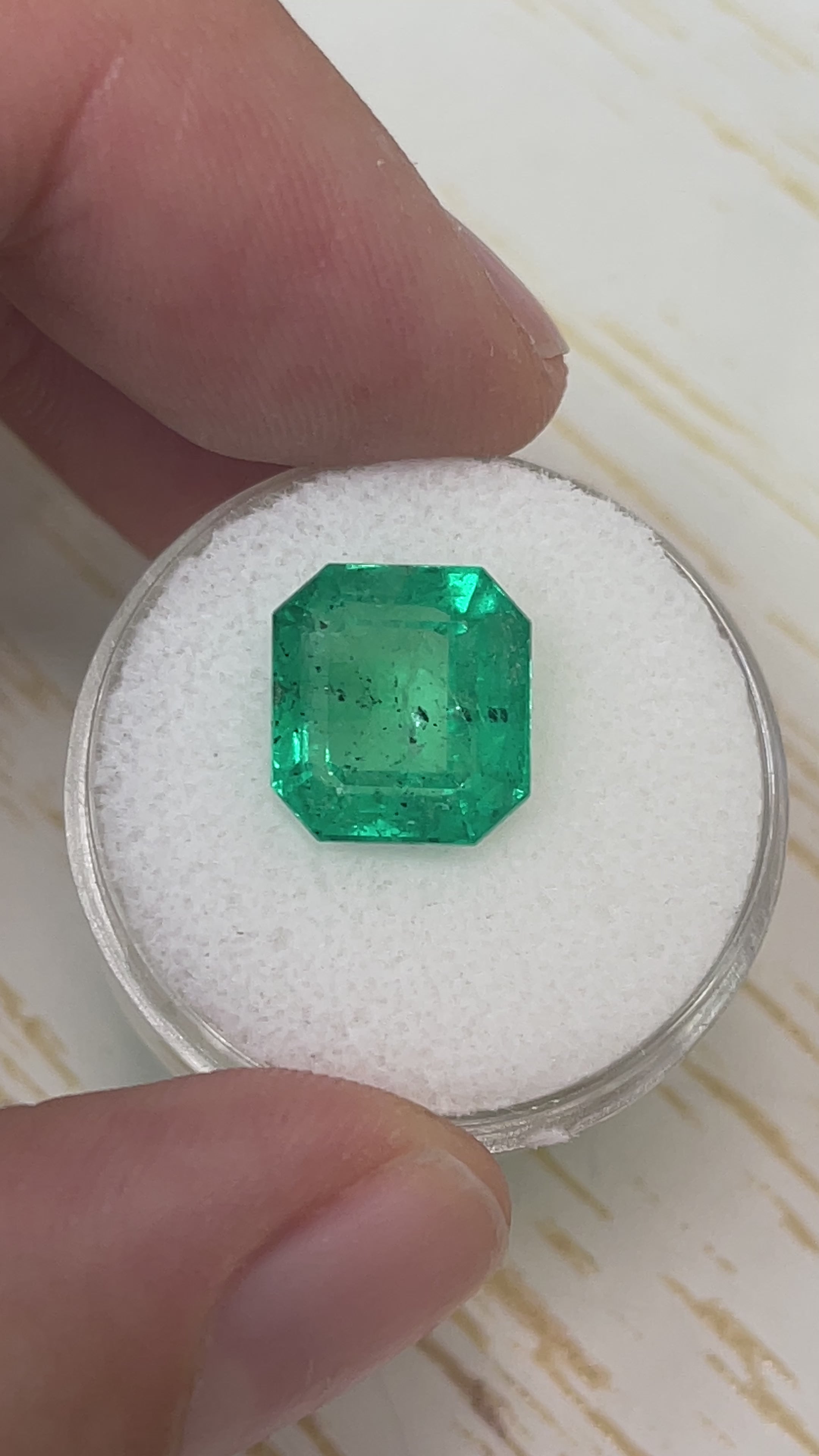 5.72 Carat 11x10.5 Freckled Forest Natural Loose Colombian Emerald-Asscher Cut