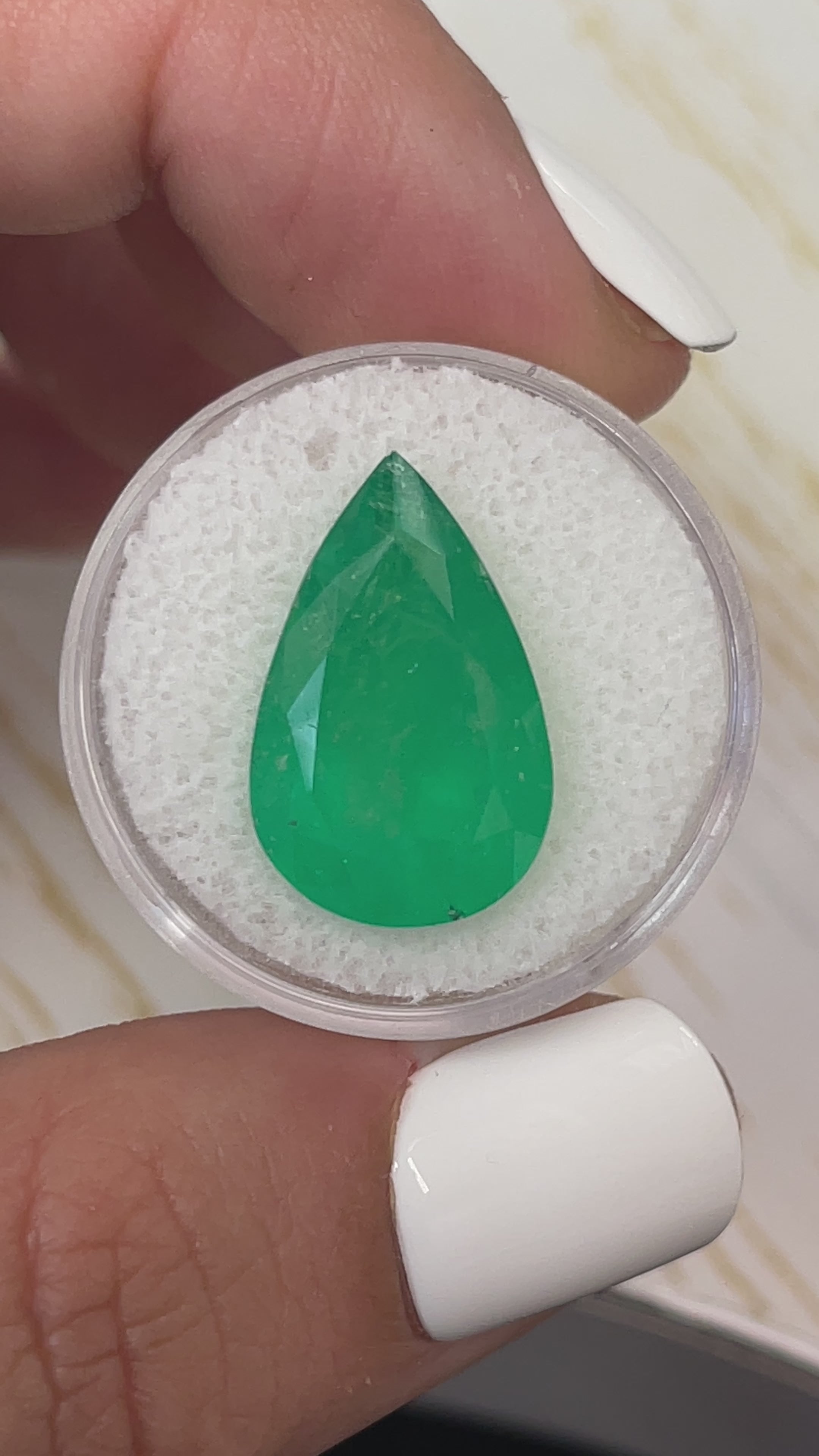 12.11 Carat 20x13 Green Natural Loose Colombian Emerald-Pear Cut