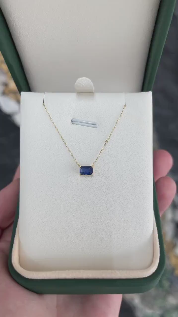 Natural Blue Sapphire Pendant Necklace in 14K Gold, 0.65ct