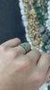 1.30tcw 14K Gold Round Cabochon Cut Emerald 6 Prong 3 Stone Trilogy Statement Ring