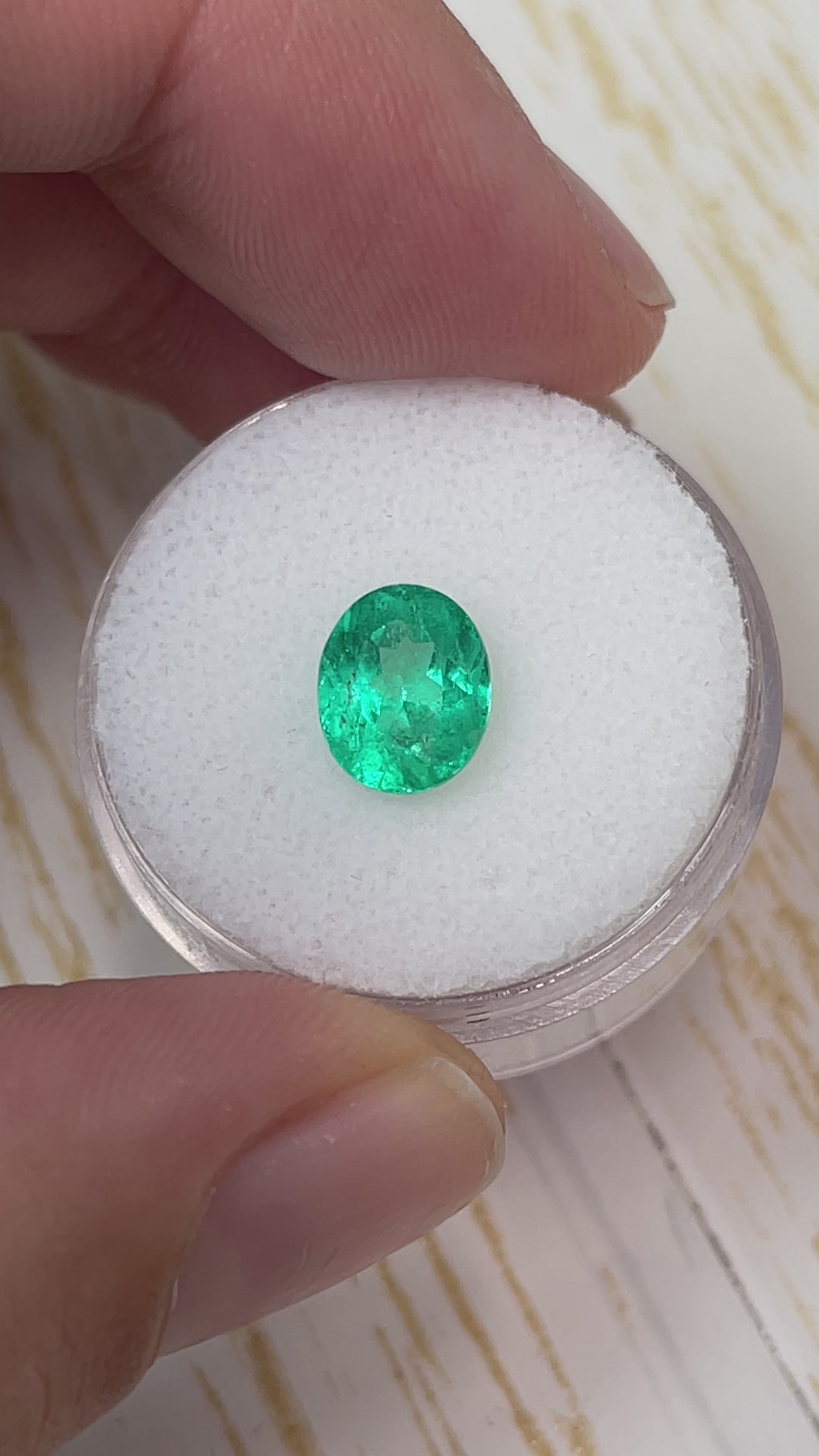 1.98 Carat 9x7 Bright Green Natural Loose Colombian Emerald-Oval Cut