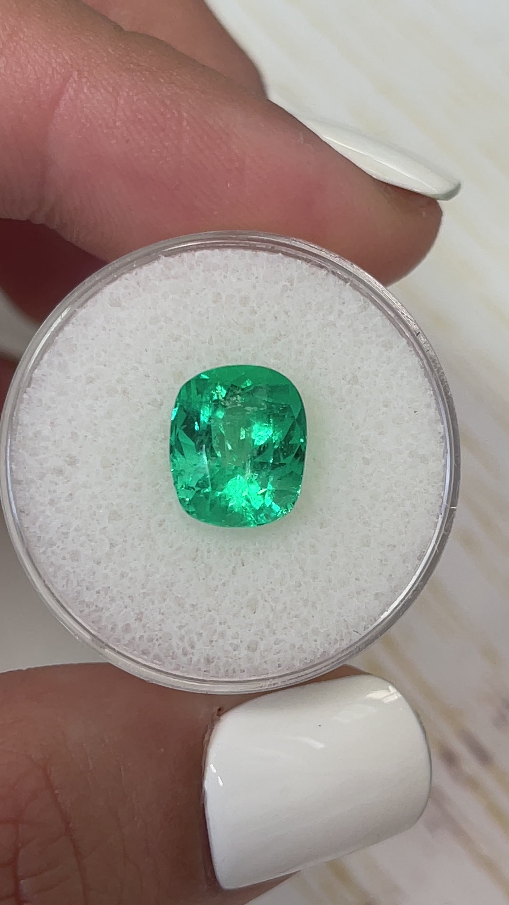 3.60 Carat 10x8.5 Vivacious Green Natural Loose Colombian Emerald- Cushion Cut