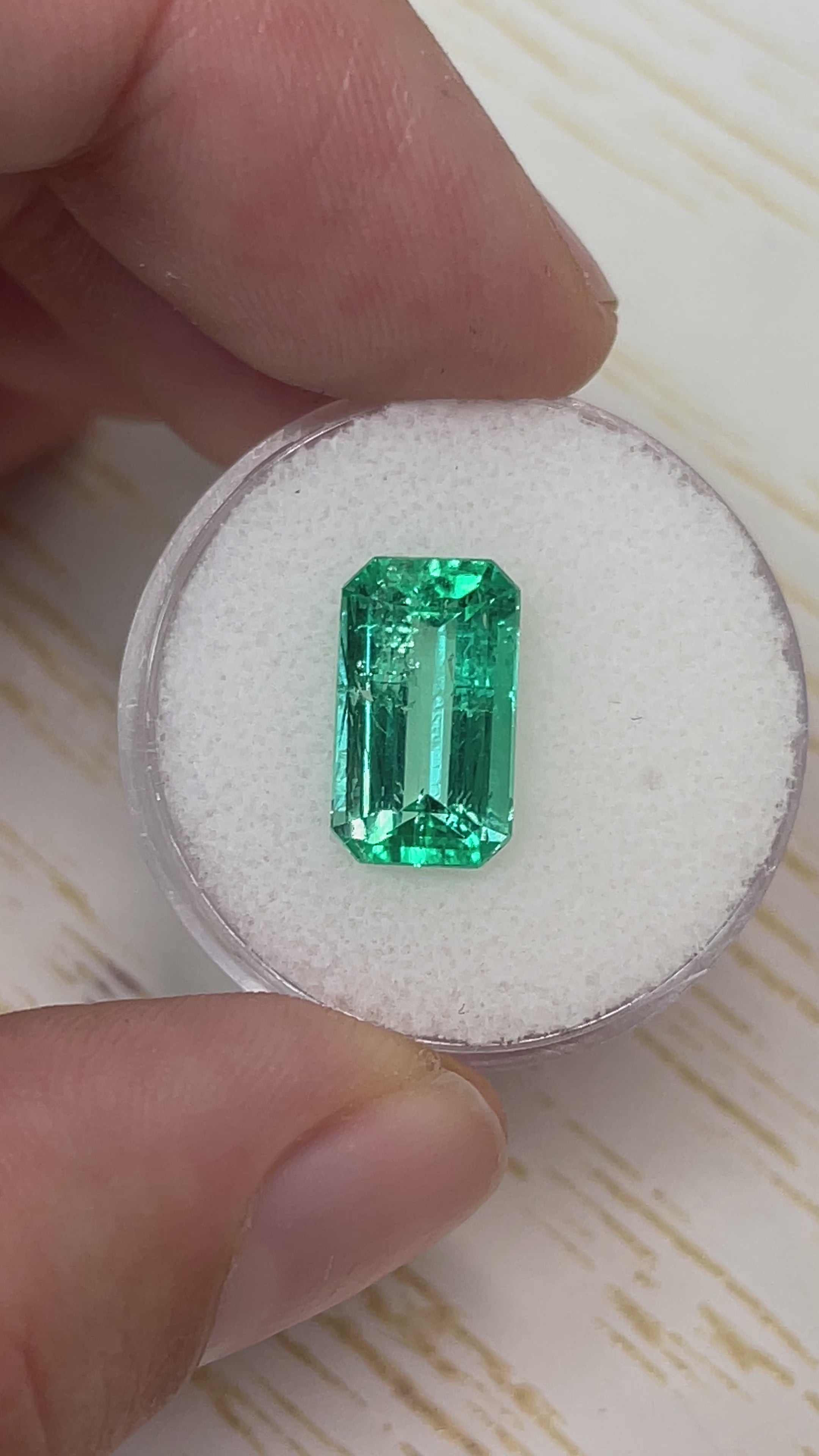 3.42 Carat 13x7.6 GLOWING Elongated Green Natural Loose Colombian Emerald- Emerald Cut