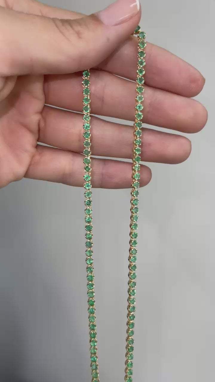 Emerald Tennis Necklace 14K Gold- 16 inches