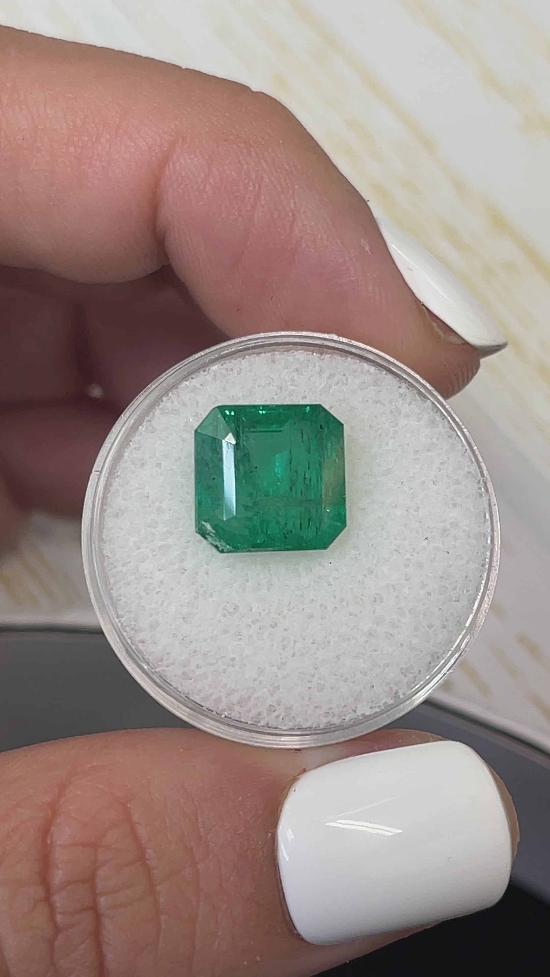 6.68 Carat 10.6x10.3 Vivid Green Natural Loose Zambian- Emerald Cut