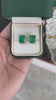 8.40tcw 14K Gold Lush Dark Green Natural Emerald & Round Diamond Halo Stud Earrings