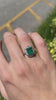 Stunning 3.60tcw Floral Engagement Ring in White Gold Featuring Green Emerald and Diamonds