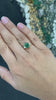 2.60tcw 14K Gold Lush Dark Green Oval Cut Emerald & Brilliant Round Diamond 3 Stone Engagement Prong Ring