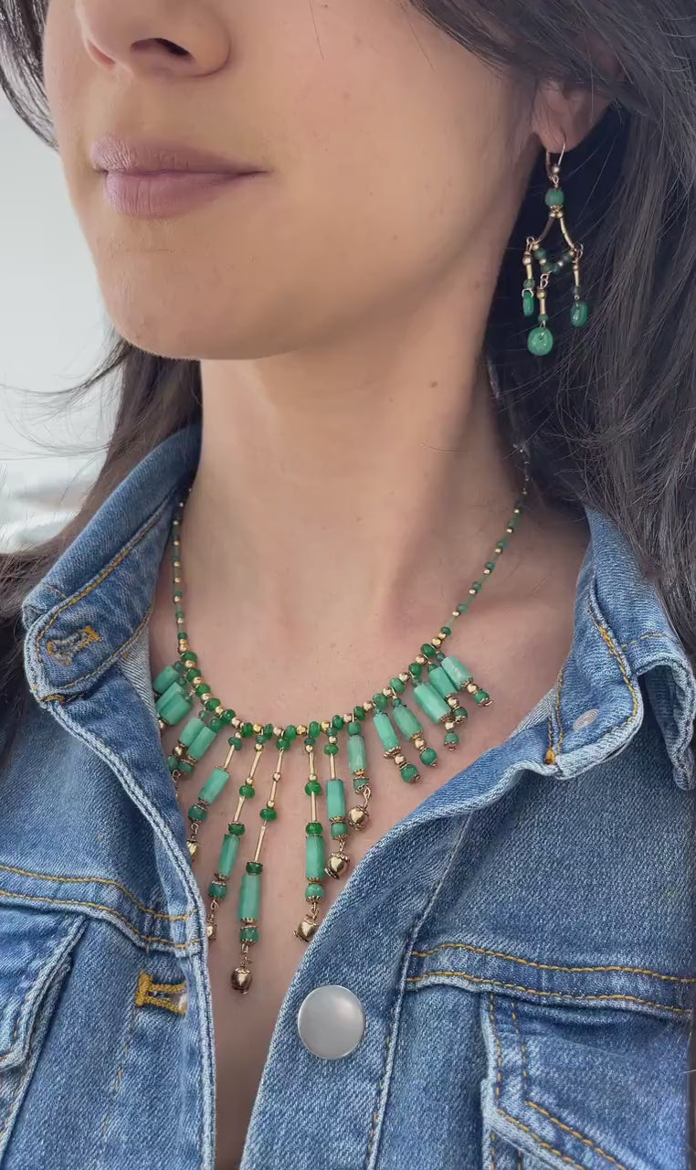 Rough Cut Necklace Featuring Natural Colombian Emerald, Set in 14K Gold & Silver