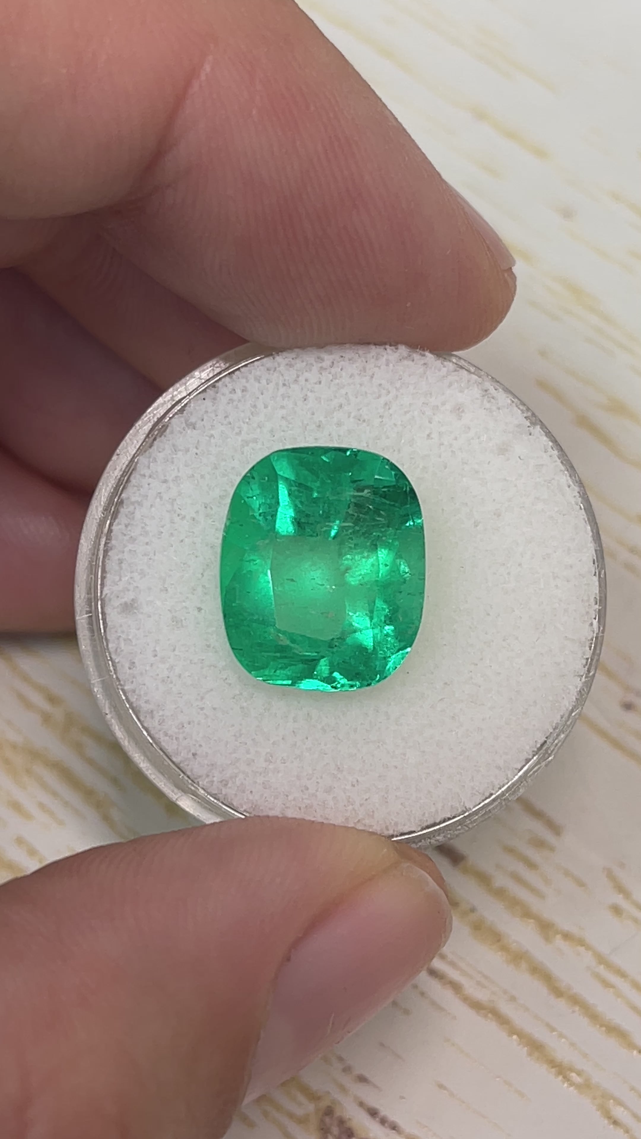 7.08 Carat 13x11 Muzo Green Natural Loose Colombian Emerald- Cushion Cut