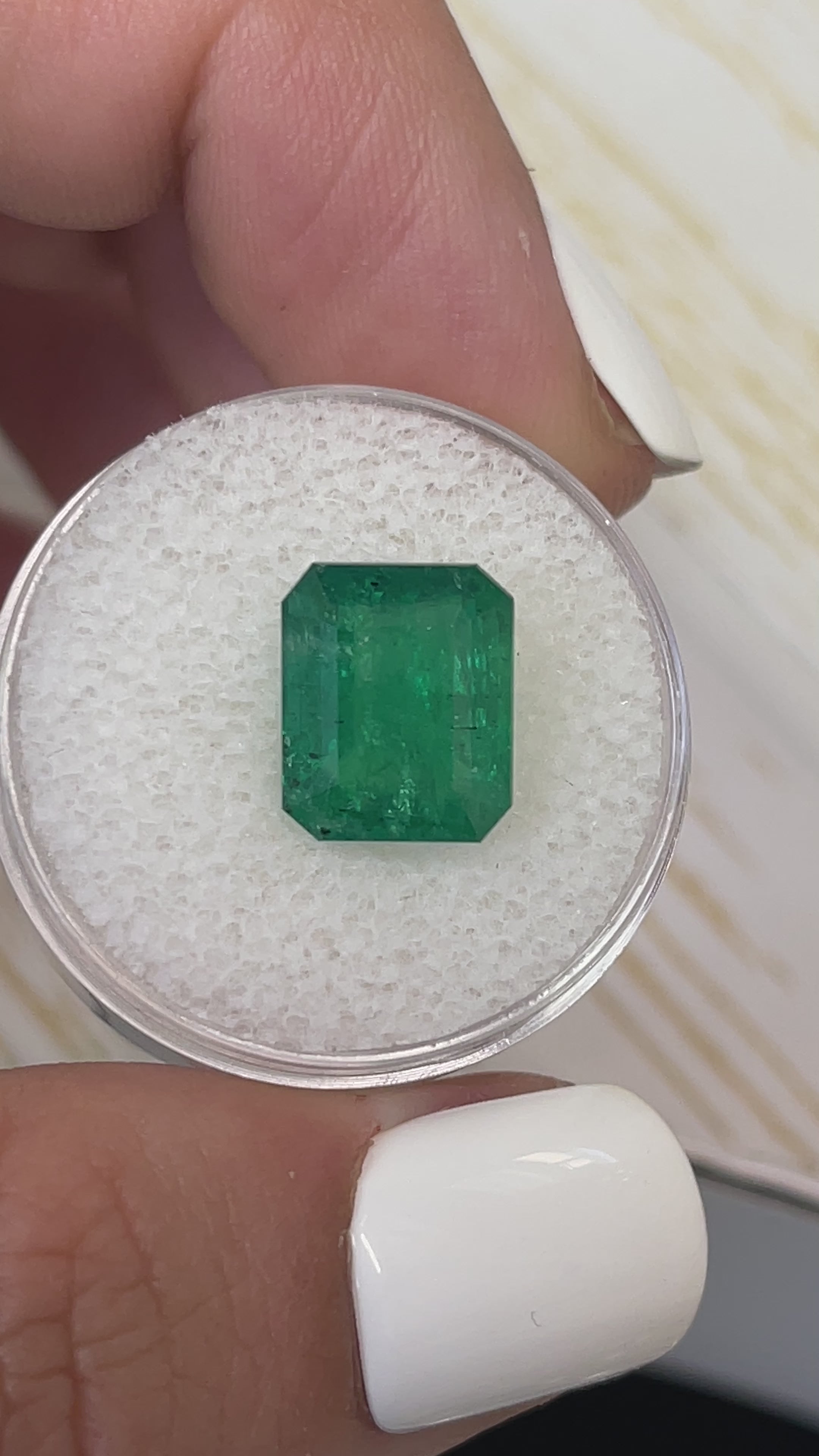 5.68 Carat 11.3x9.3 Medium Deep Green Natural Loose Zambian- Emerald Cut