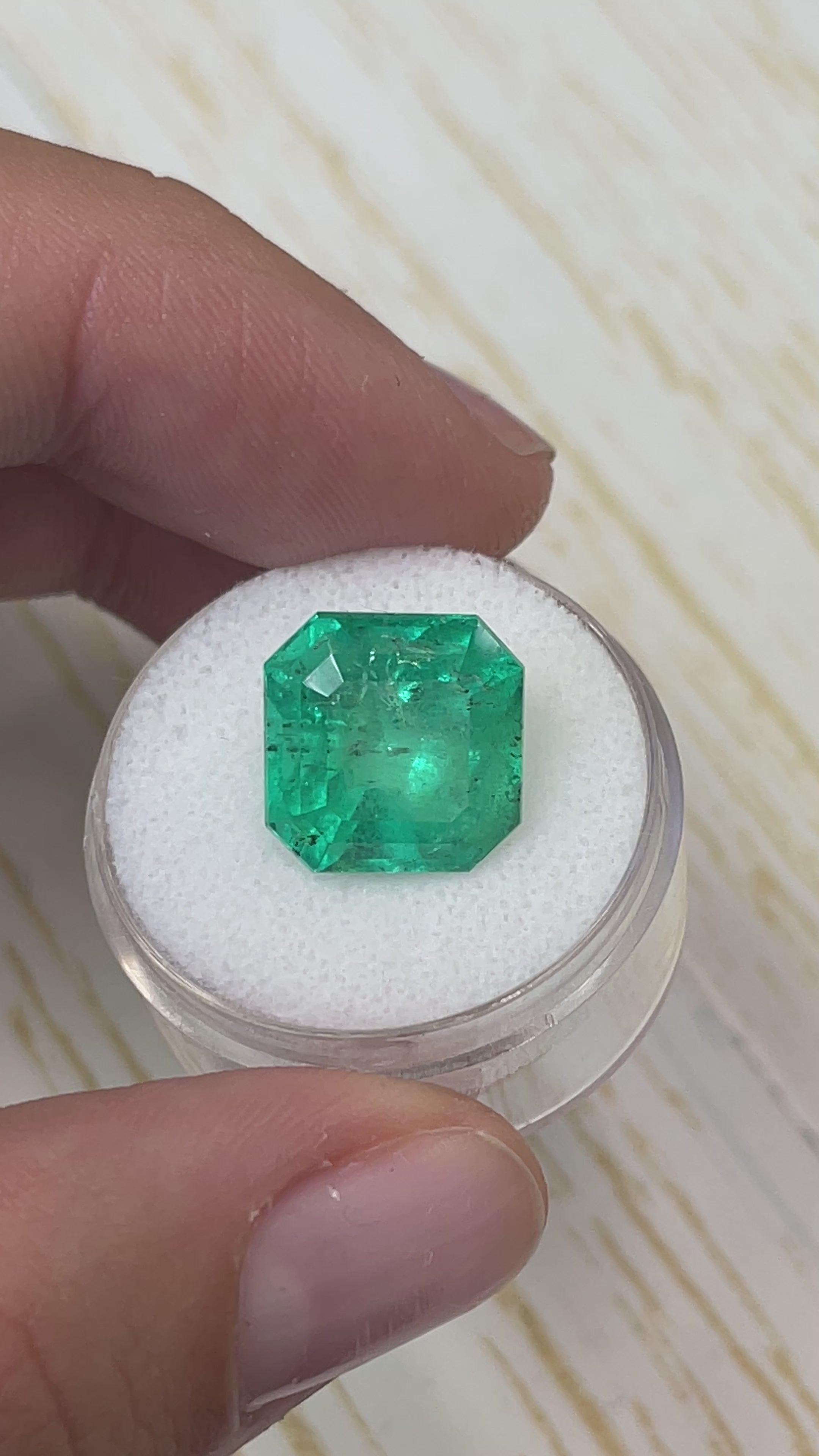 9.03 Carat 12.5x12.5 HUGE Green Natural Loose Colombian Emerald-Asscher Cut