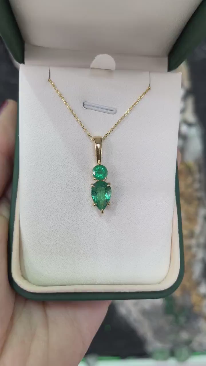 Stunning Zambian Emerald Pendant Necklace, 3.15 Carats, in 14K Gold Teardrop Design