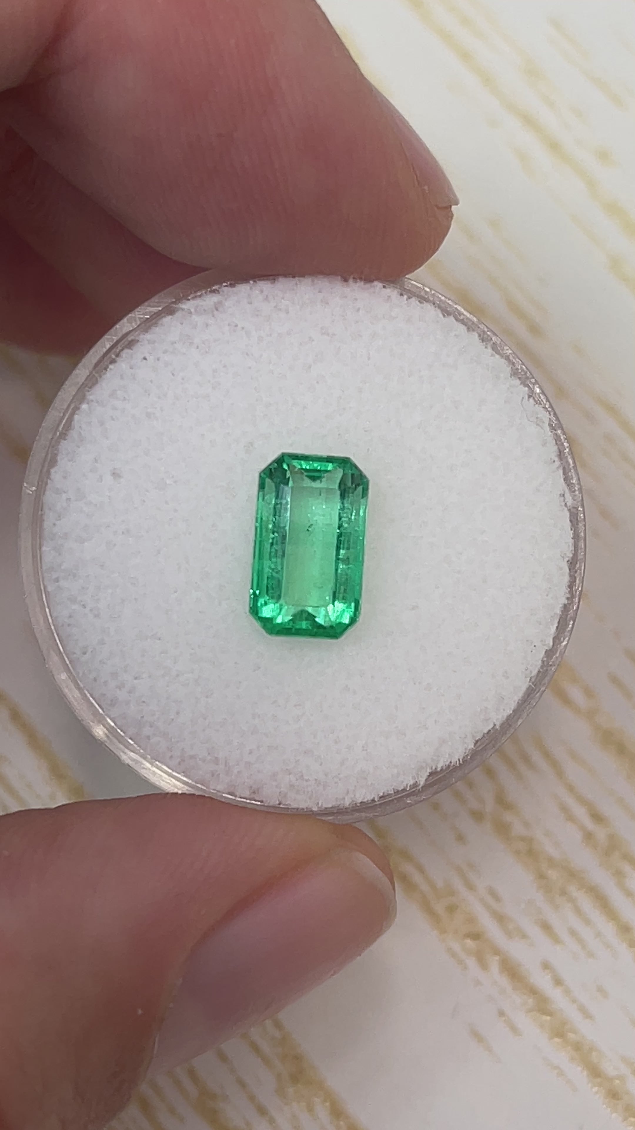 1.68 Carat 9x6 Yellowish Green Natural Loose Colombian Emerald- Emerald Cut