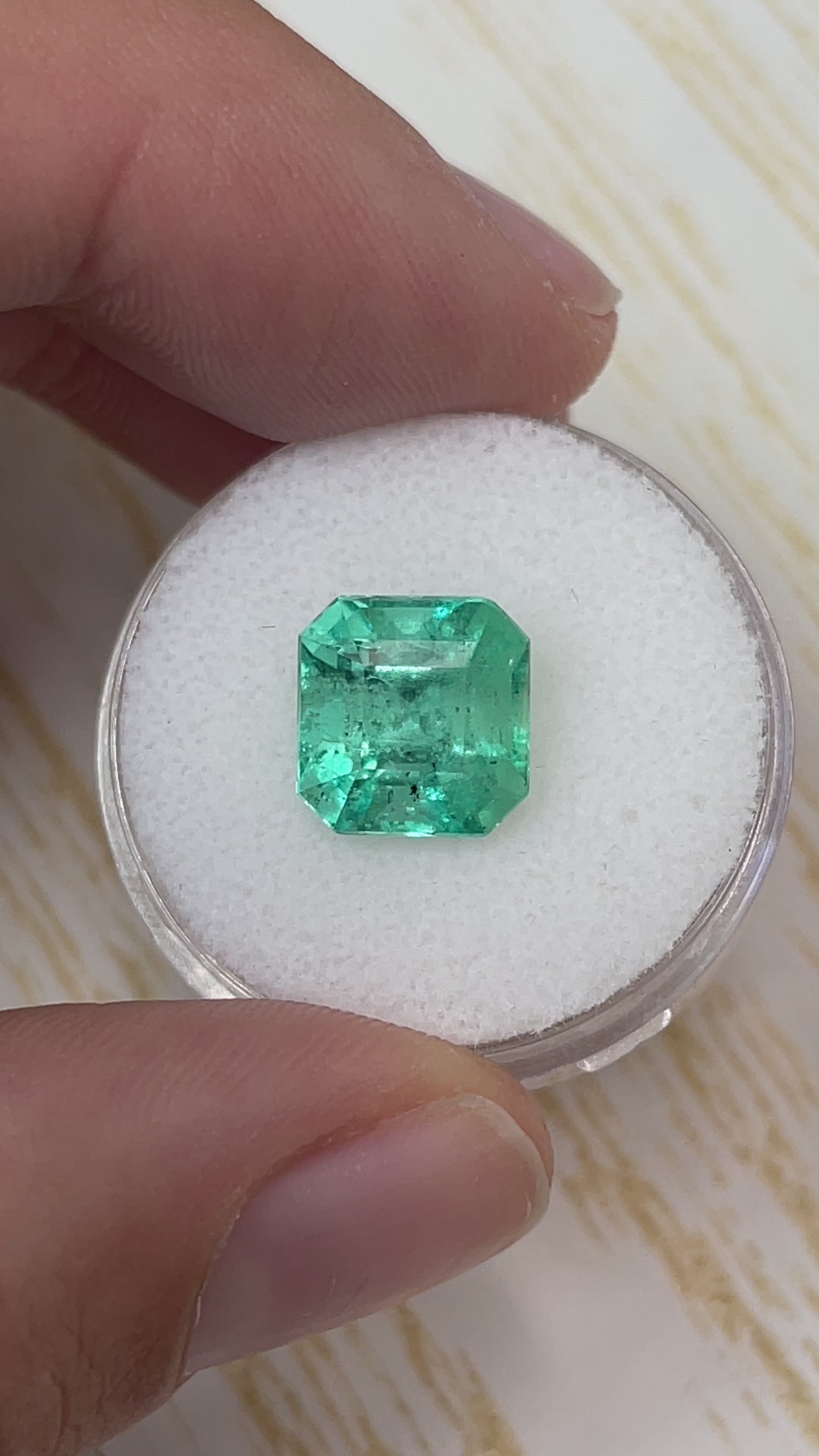 4.69 Carat 10x10 Freckled Loose Colombian Emerald-Asscher Cut with Clipped Corners