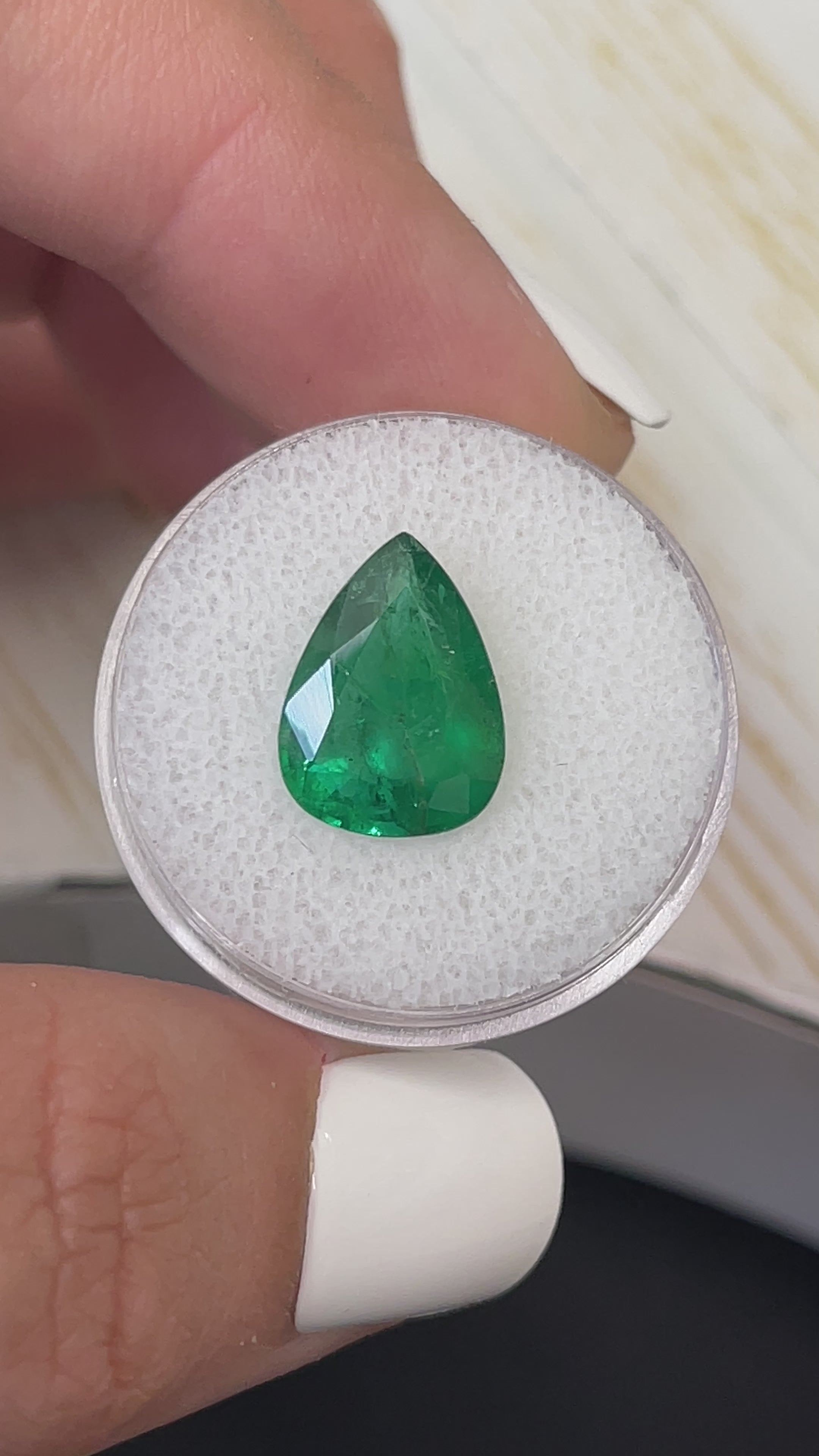 3.78 Carat 14x10 Deep Green Natural Loose Zambian Emerald-Pear Cut