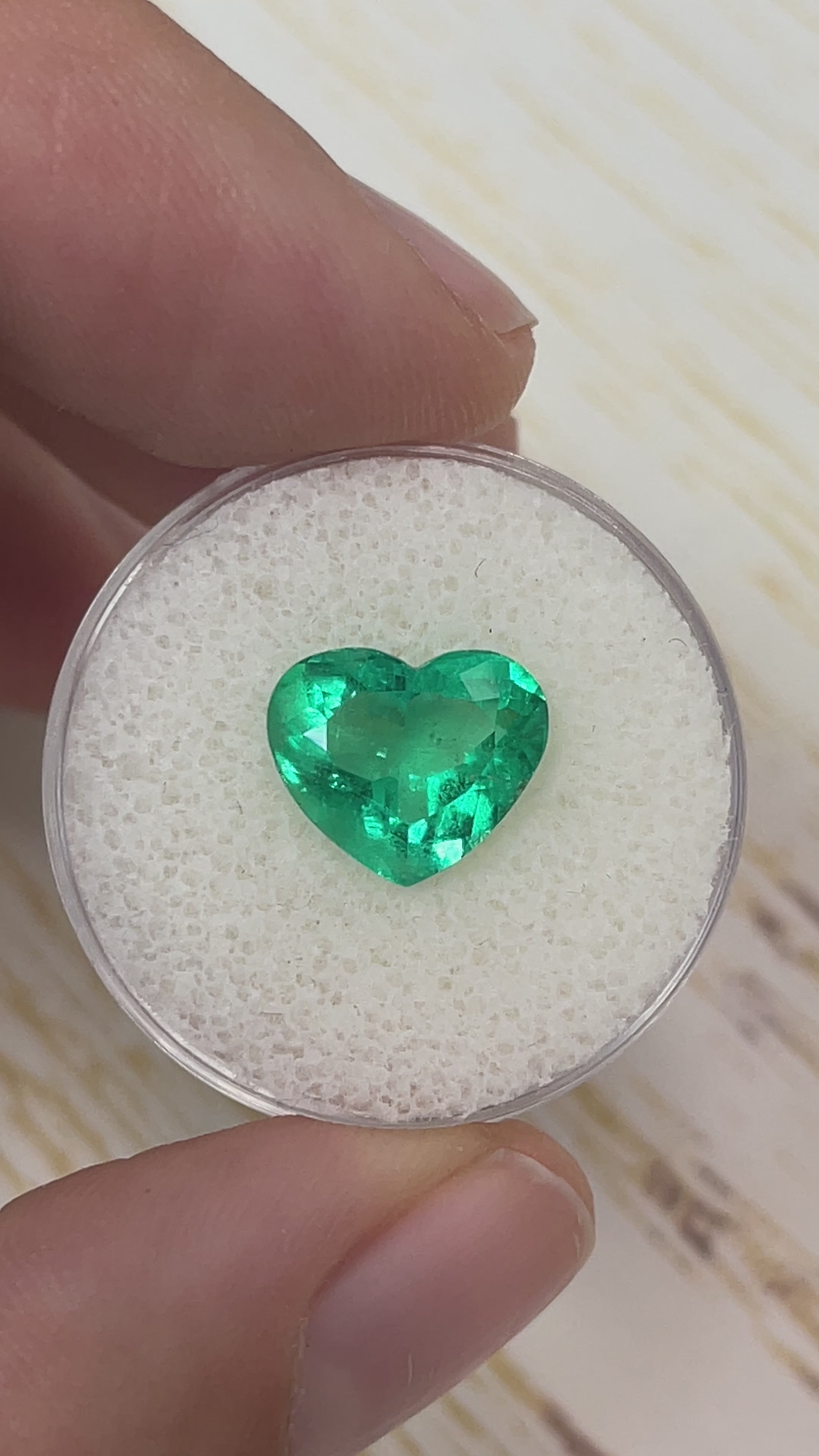 3.46 Carat Spring Green Natural Loose Colombian Emerald-Heart Cut