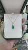 14K Gold Toi et Moi Necklace featuring 4.46tcw Zambian Emerald and Asscher/Round Pendants