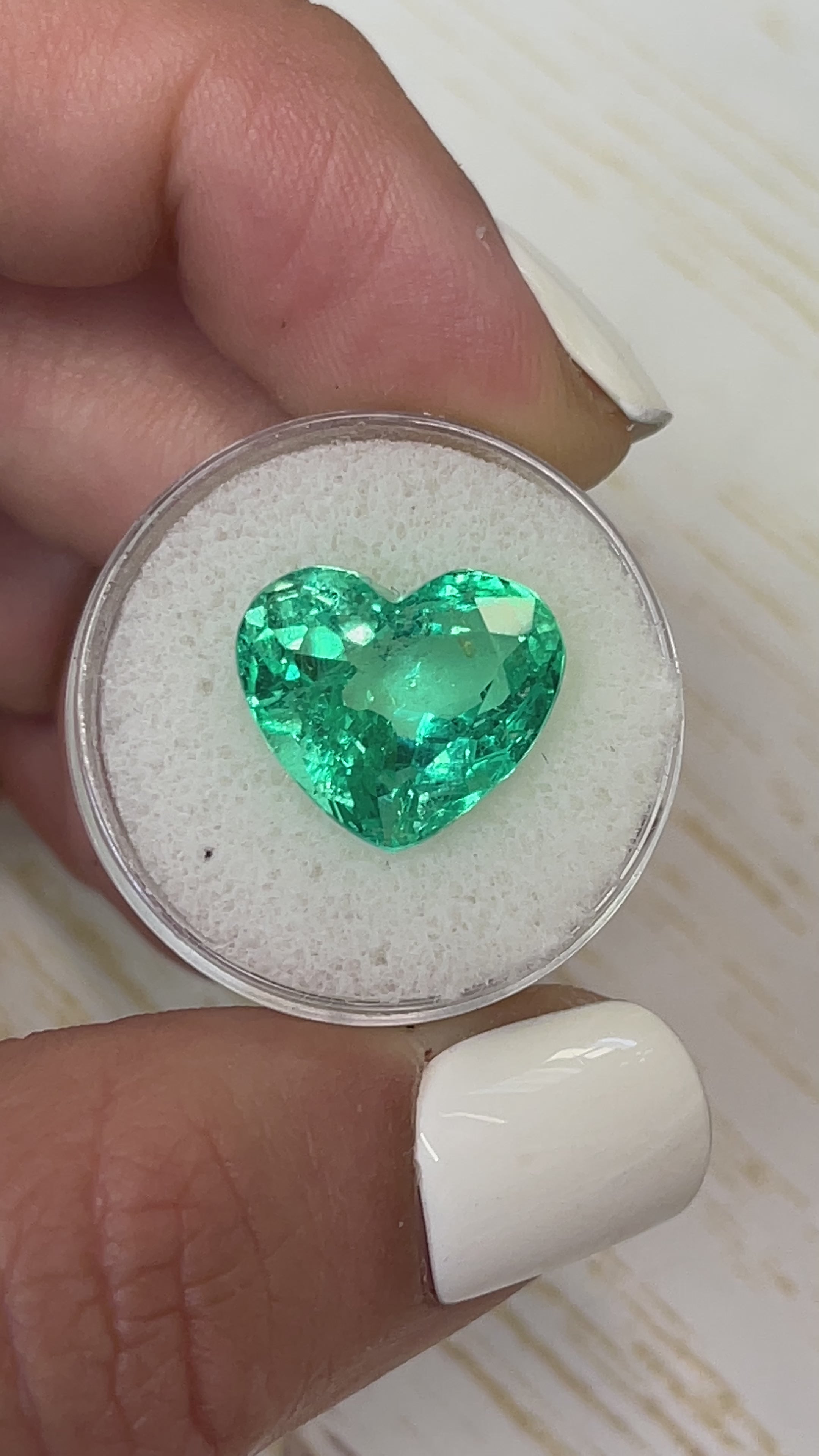 9.86 Carat 13x15 Yellowish Green Natural Loose Colombian Emerald-Heart Cut