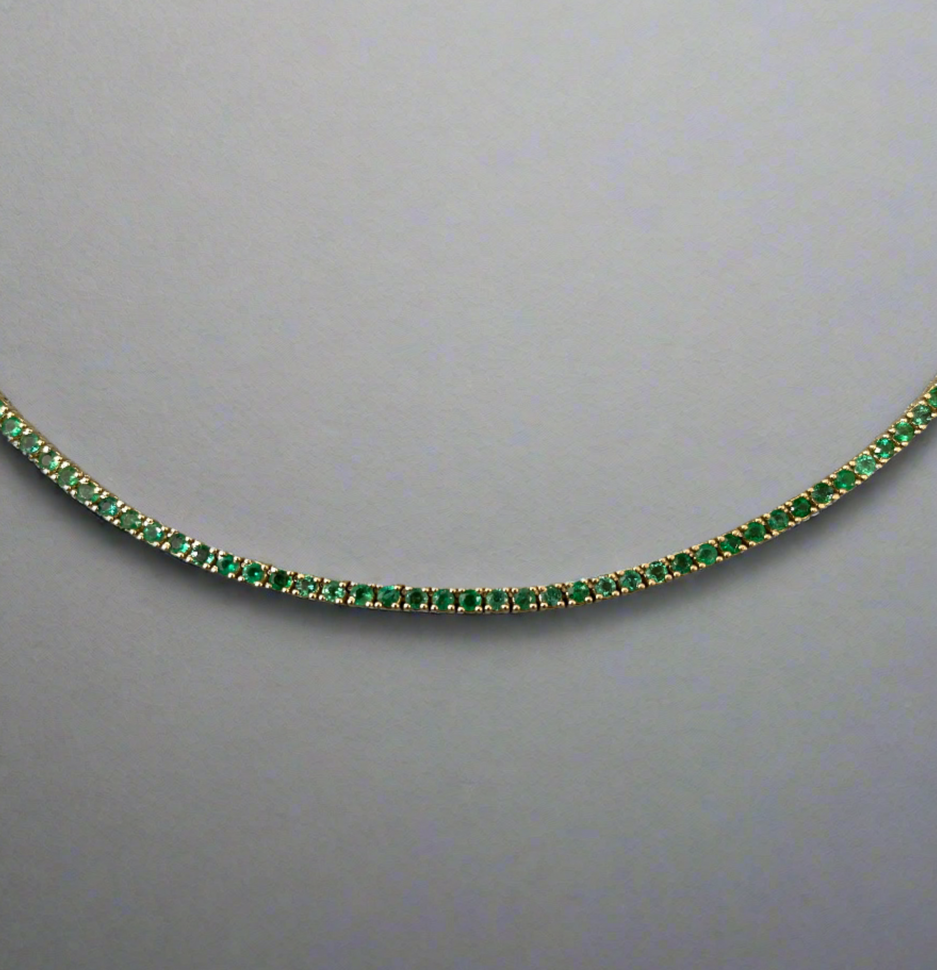 AS SEEN ON INSTAGRAM MENS EMERALD TENNIS NECKLACE 14K - JR Colombian Emeralds