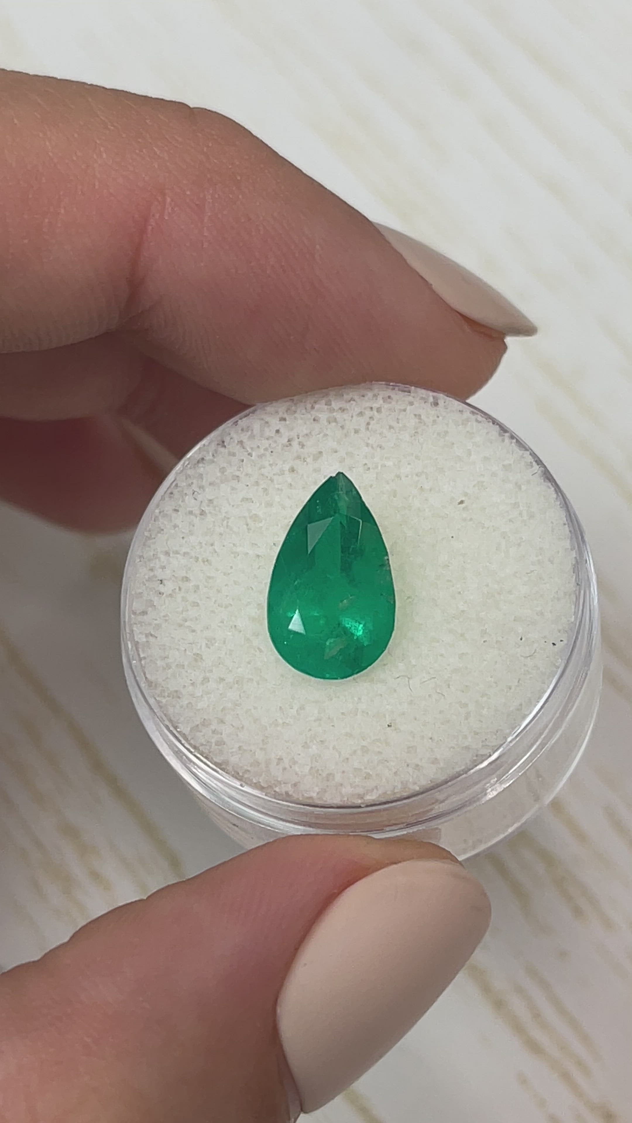 2.34 Carat Intense Green Natural Loose Colombian Emerald-Pear Cut