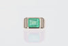 Real Colombian Emerald cut-emerald 3.68 carat Signet Solitaire 14K Pinky Mens Ring