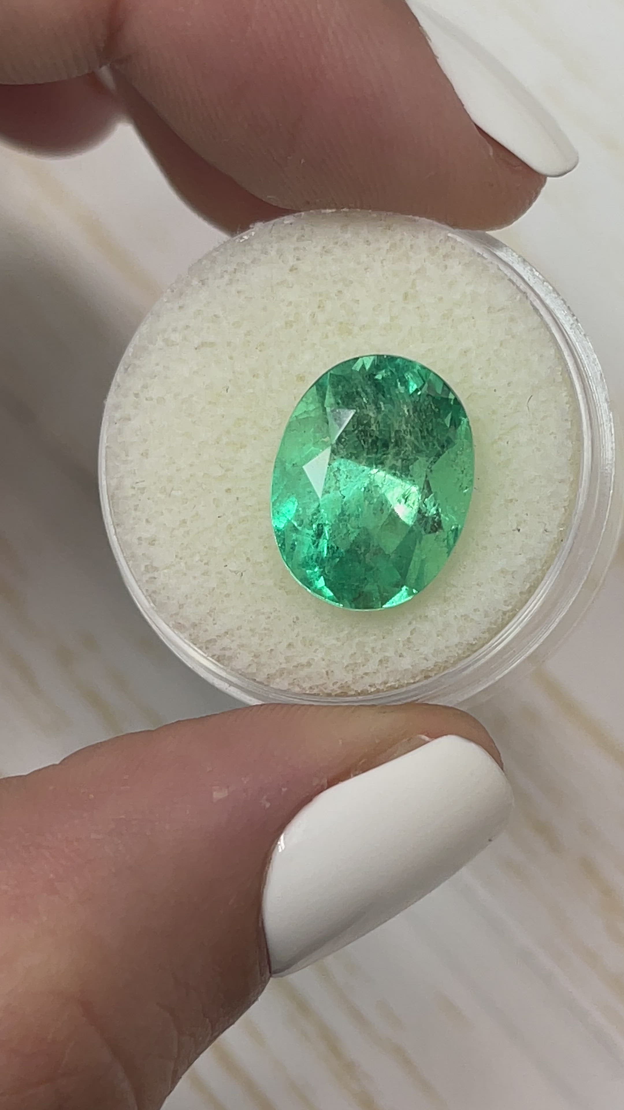 6.86 Carat 14x11 Medium Spring Green Natural Loose Colombian Emerald-Oval Cut