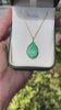 16.15ct 14K Massive Pear Cut Spring Green Pear Teardrop Emerald 8 Claw Prong Pendant Necklace