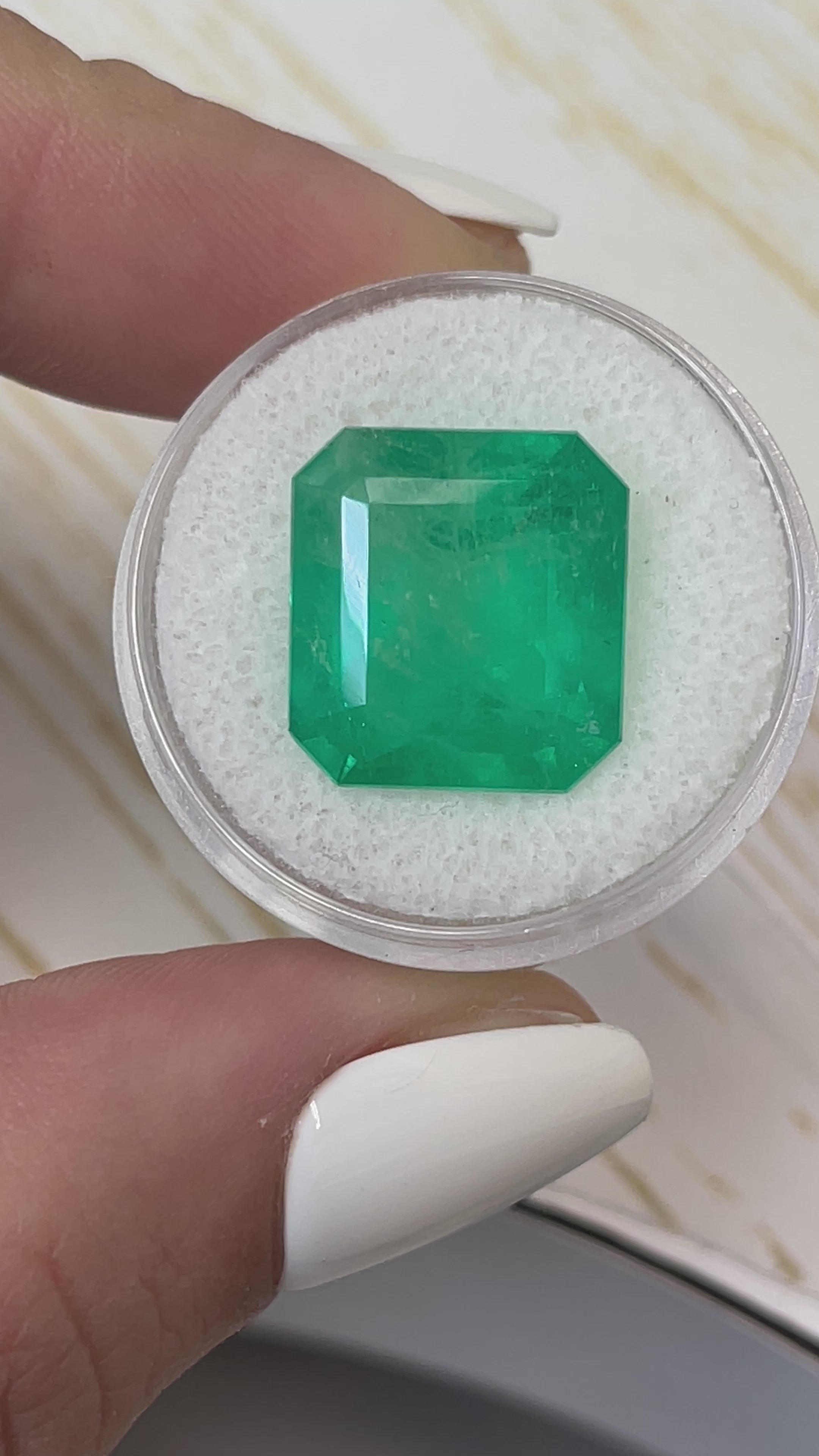 12.09 Carat Large 15x14 Loose Colombian Emerald- Emerald Cut