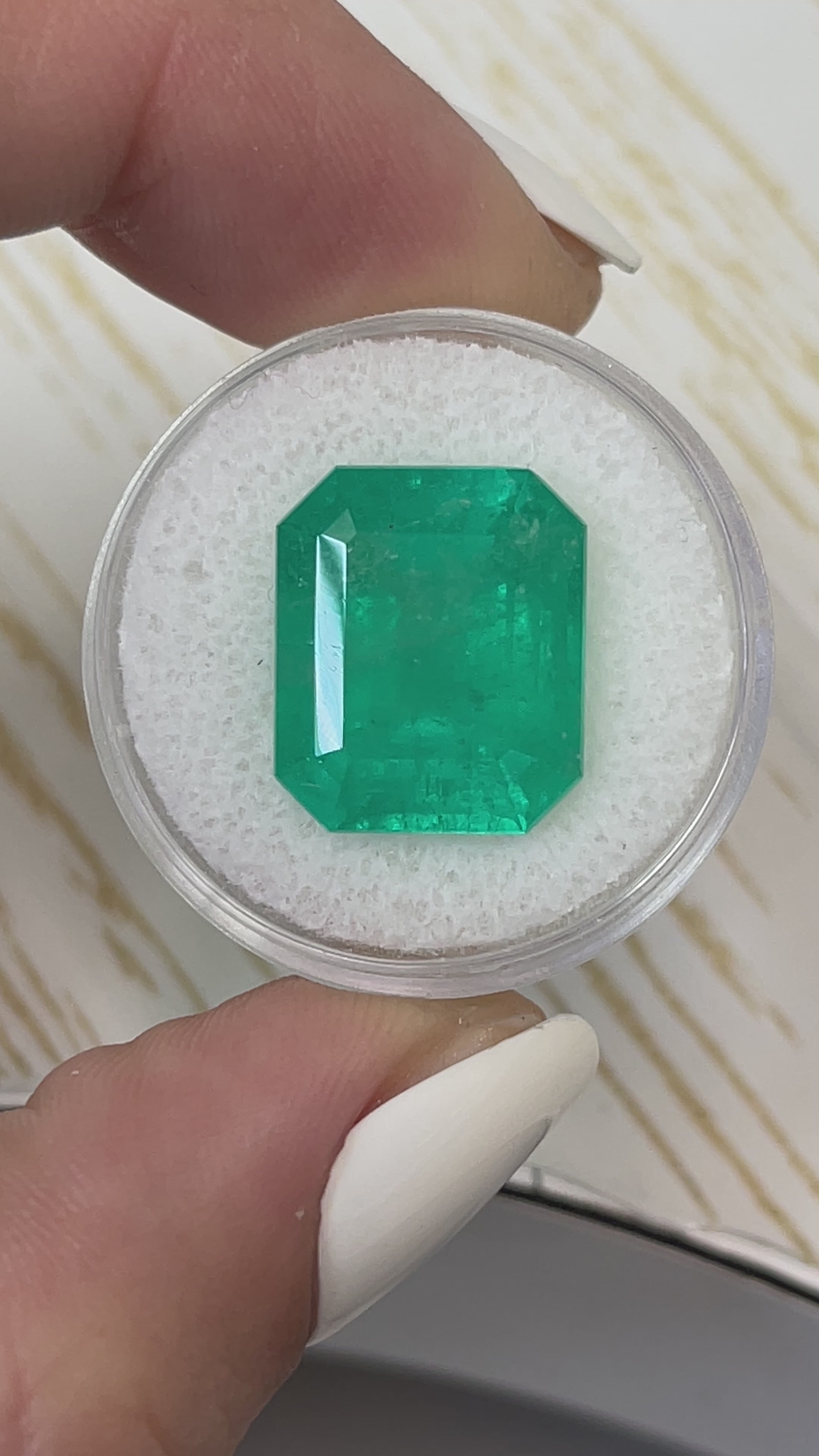 12.31 Carat 15.5 x13 Bluish Green Natural Loose Colombian Emerald- Emerald Cut