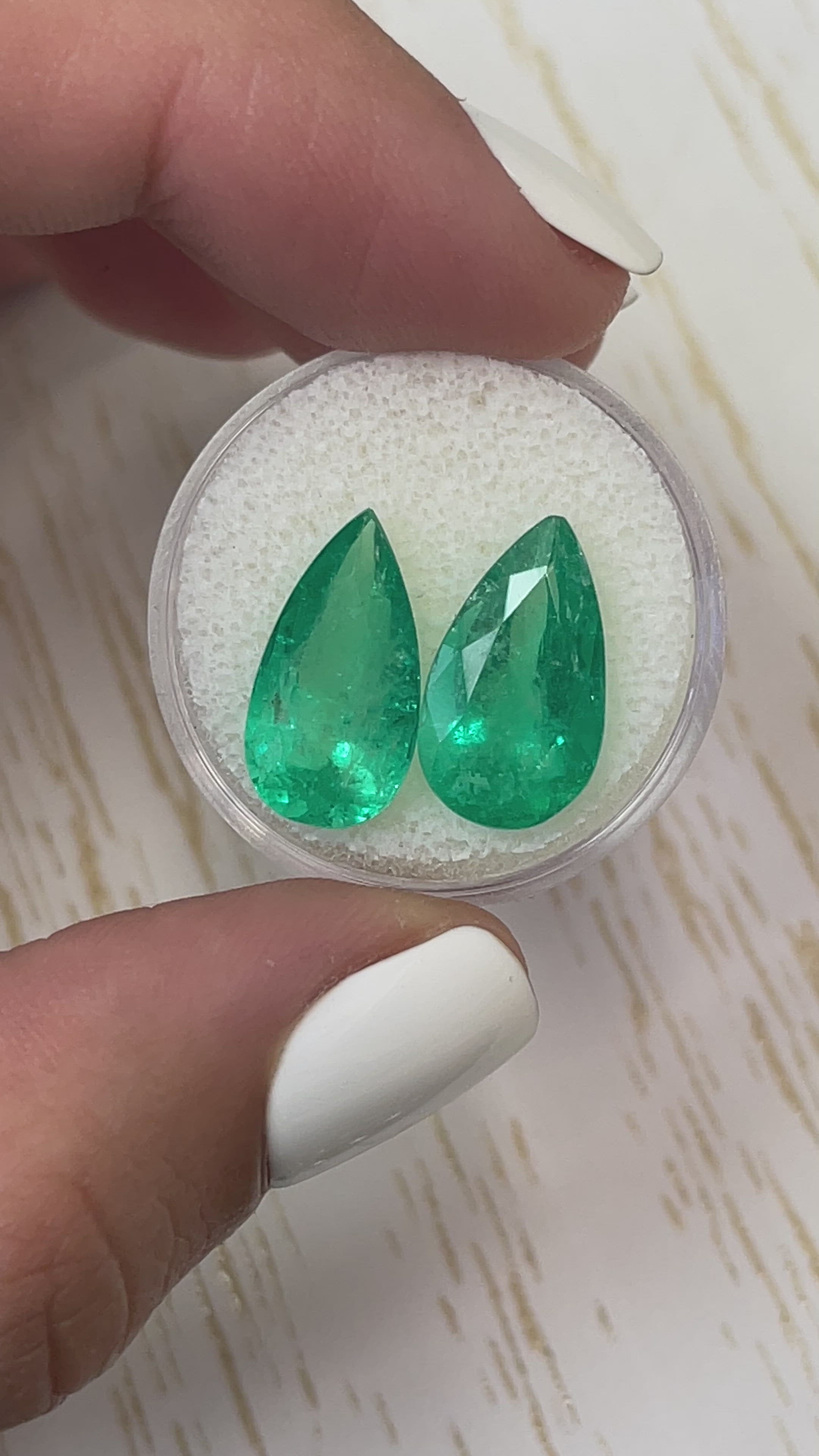 10.62tcw 16x9 Matching Loose Colombian Emeralds-Pear Cut