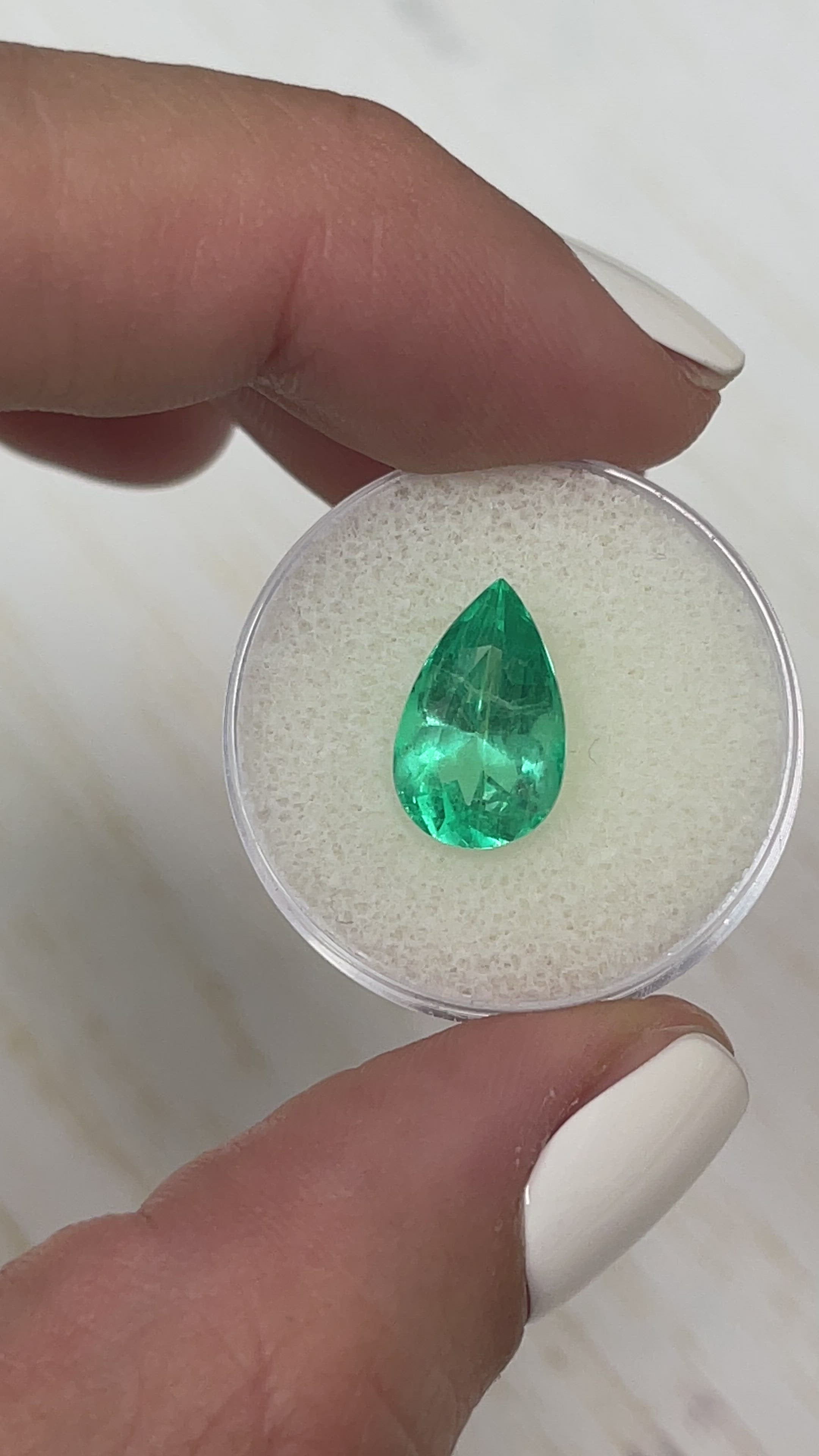 4.0 Carat Apple Green Natural Loose Colombian Emerald-Pear Cut