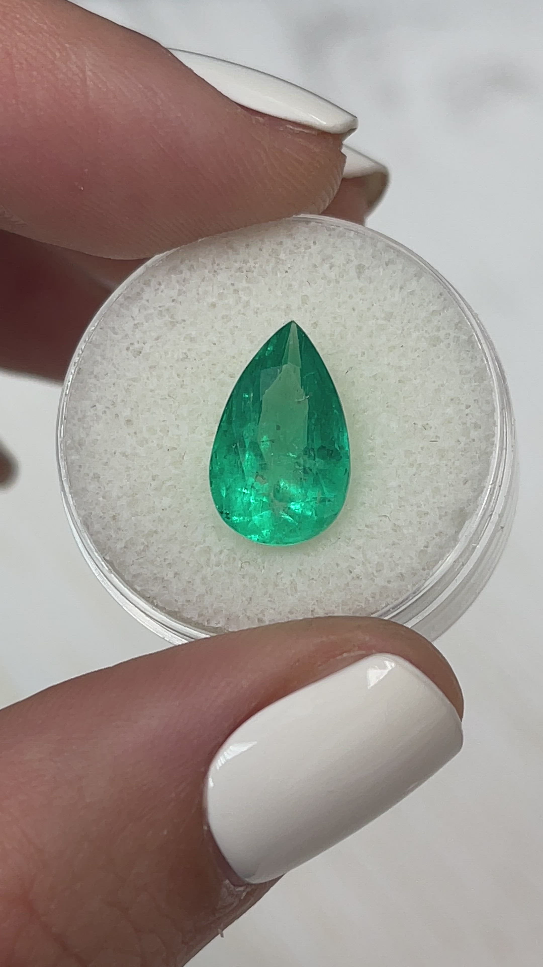 4.36 Carat Glowing Green Natural Loose Colombian Emerald-Pear Cut