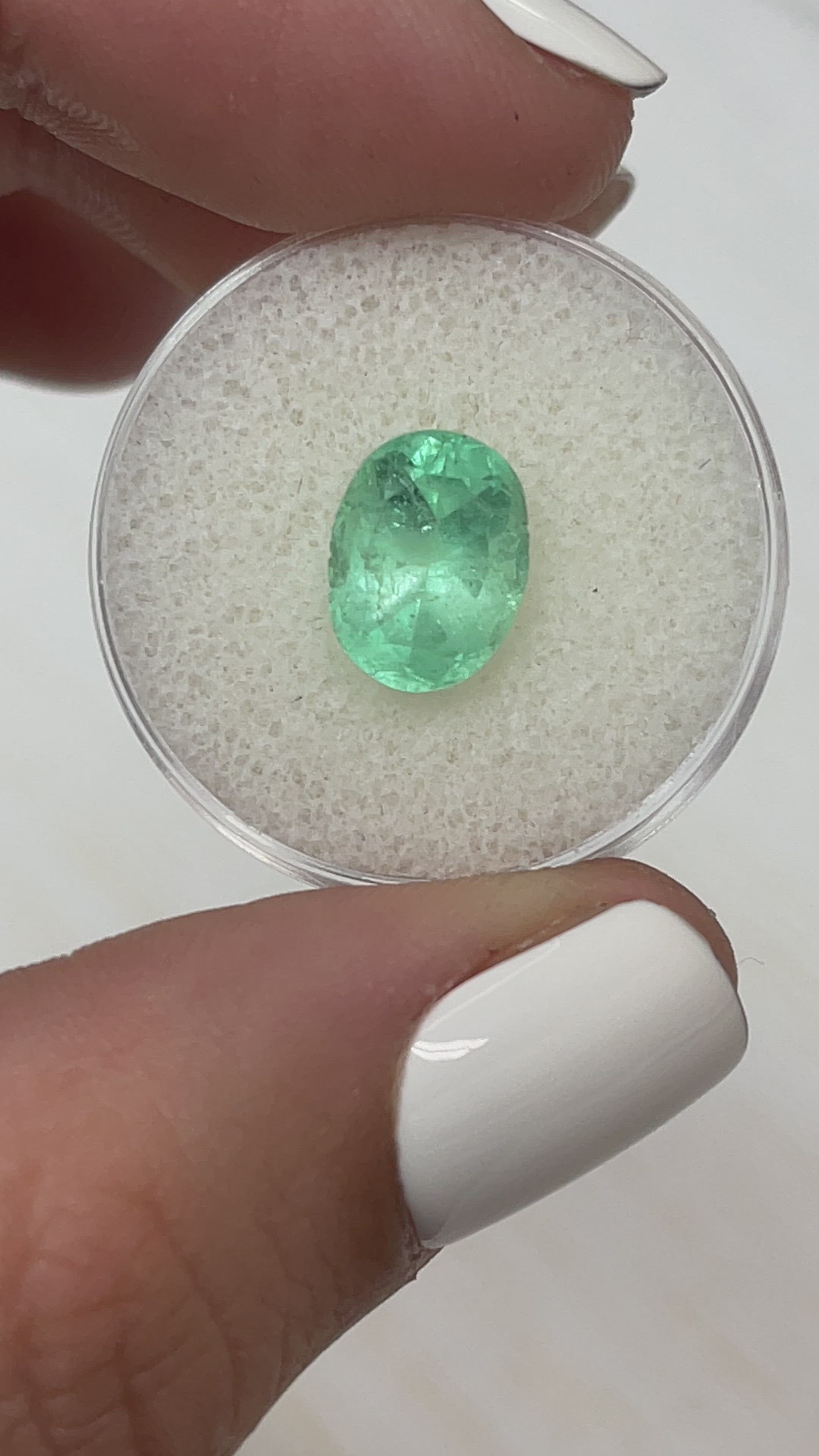 3.09 Carat Pastel Light Green Loose Colombian Emerald-Oval Cut